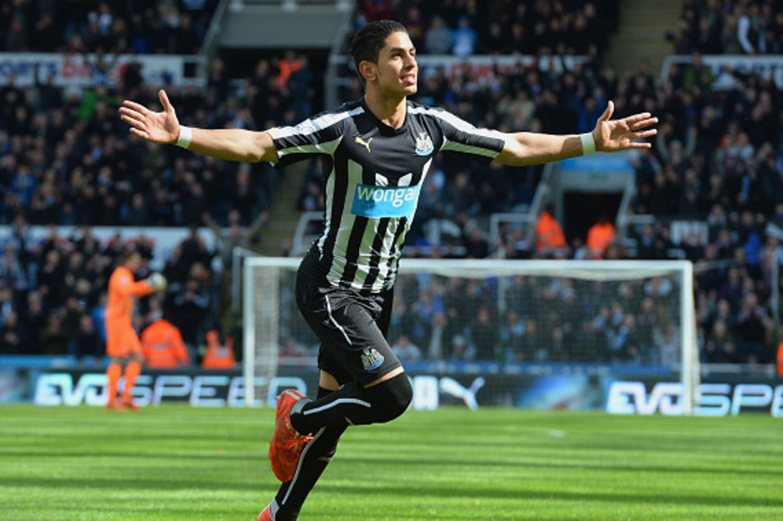 NEWCASTLE UPON TYNE, ENGLAND - MAY 09: Ayoze Perez of Newcastle United celebrates scoring his team's first goal during the Barclays Premier League match between Newcastle United and West Bromwich Albion at St James' Park on May 9, 2015 in Newcastle upon NEWCASTLE UPON TYNE, ENGLAND - MAY 09: Ayoze Perez of Newcastle United celebrates scoring his team's first goal during the Barclays Premier League match between Newcastle United and West Bromwich Albion at St James' Park on May 9, 2015 in Newcastle upon