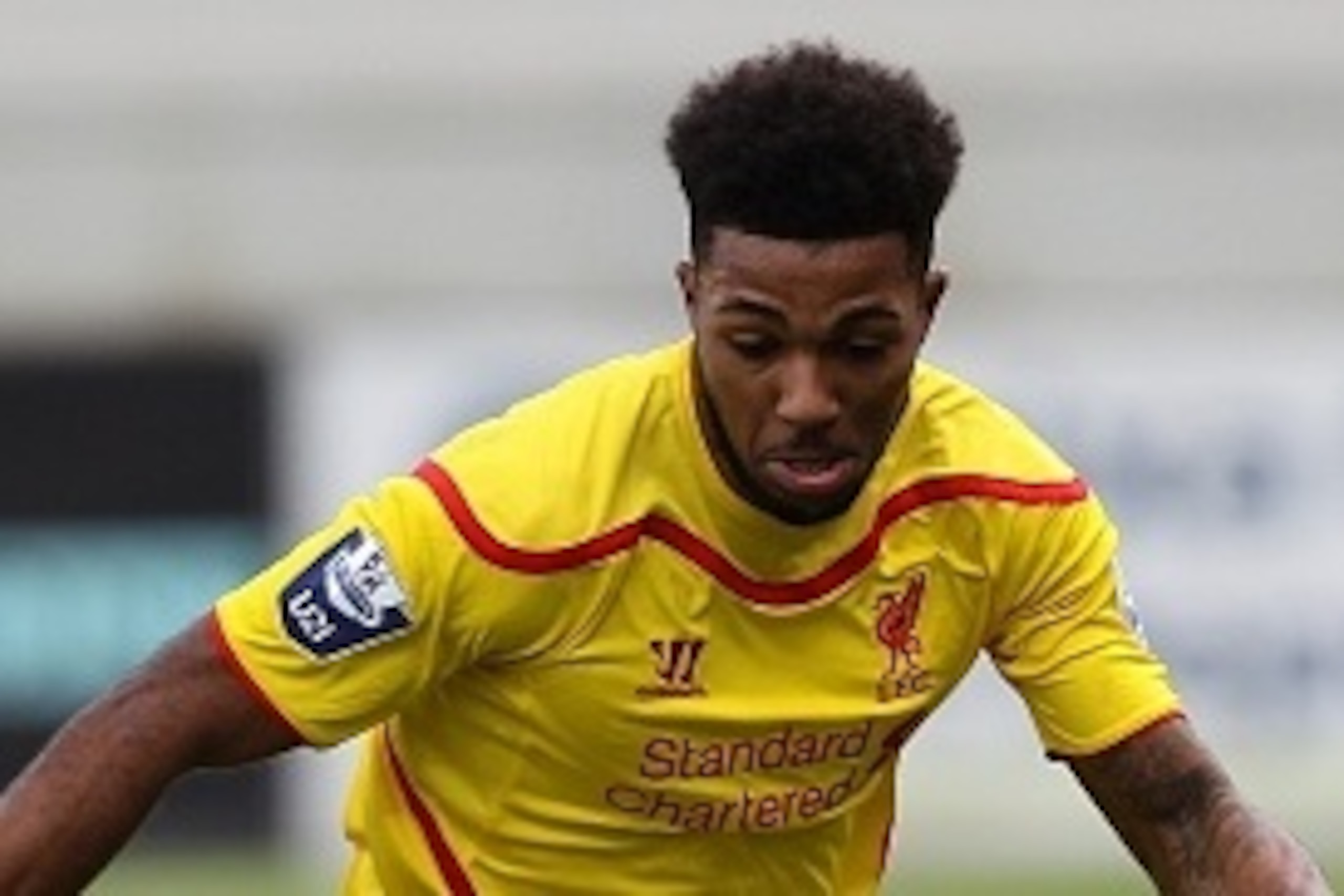 SEIXAL, PORTUGAL - FEBRUARY 24: Liverpool's foward Jerome Sinclair in action during the UEFA Youth League match between SL Benfica and Liverpool FC on February 24, 2015 in Seixal, Portugal. (Photo by Carlos Rodrigues/Getty Images for UEFA) SEIXAL, PORTUGAL - FEBRUARY 24: Liverpool's foward Jerome Sinclair in action during the UEFA Youth League match between SL Benfica and Liverpool FC on February 24, 2015 in Seixal, Portugal. (Photo by Carlos Rodrigues/Getty Images for UEFA)
