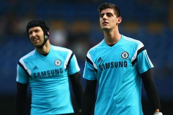 LONDON, ENGLAND - SEPTEMBER 13:  Petr Cech (L) and Thibaut Courtois of Chelsea look on prior to the Barclays Premier League match between Chelsea and Swansea City at Stamford Bridge on September 13, 2014 in London, England.  (Photo by Paul Gilham/Getty Im