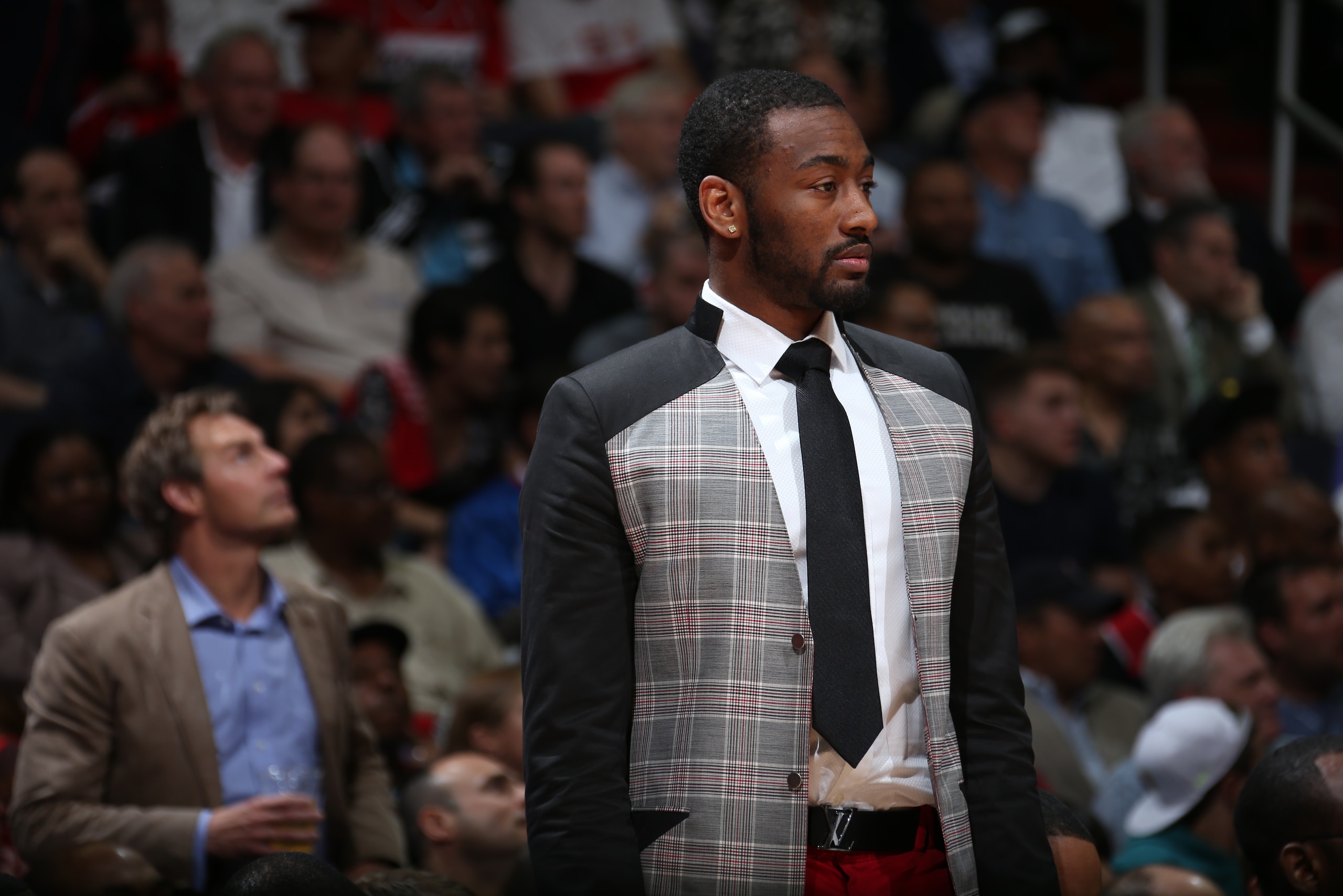 WASHINGTON, DC - MAY 11:  John Wall #2 of the Washington Wizards looks on against the Atlanta Hawks in Game Four of the Eastern Conference Semifinals during the 2015 NBA Playoffs on May 11, 2015 at the Verizon Center in Washington, DC. NOTE TO USER: User