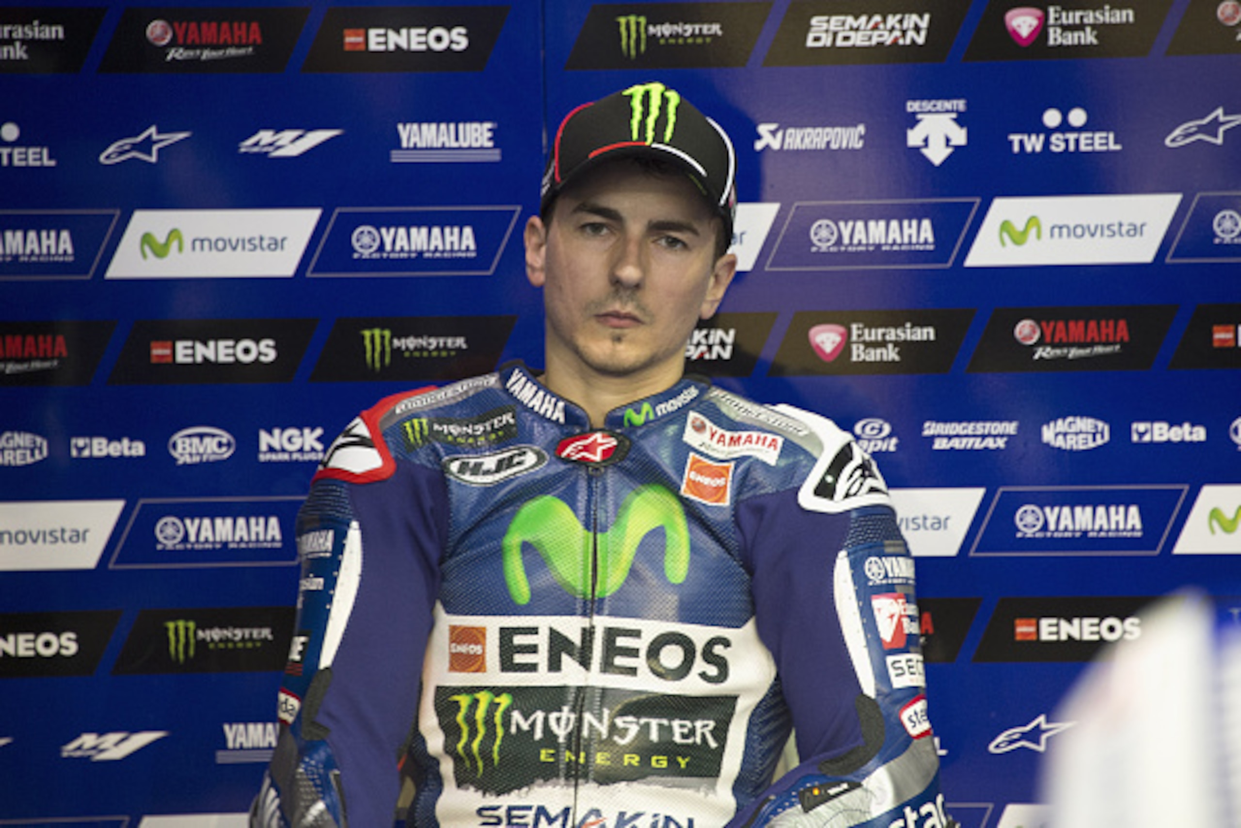 DOHA, QATAR - MARCH 14: Jorge Lorenzo of Spain and Movistar Yamaha MotoGP looks on in box during the MotoGP Tests in Qatar -  Day One at Losail Circuit on March 14, 2015 in Doha, Qatar.  (Photo by Mirco Lazzari gp/Getty Images)