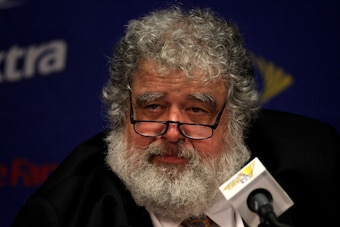 PASADENA, CA - JUNE 25:  General Secretary of CONCACAF Chuck Blazer gives a  press conference before the game between Mexico and the United States for the 2011 CONCACAF Gold Championship at the Rose Bowl on June 25, 2011 in Pasadena, California.  (Photo b