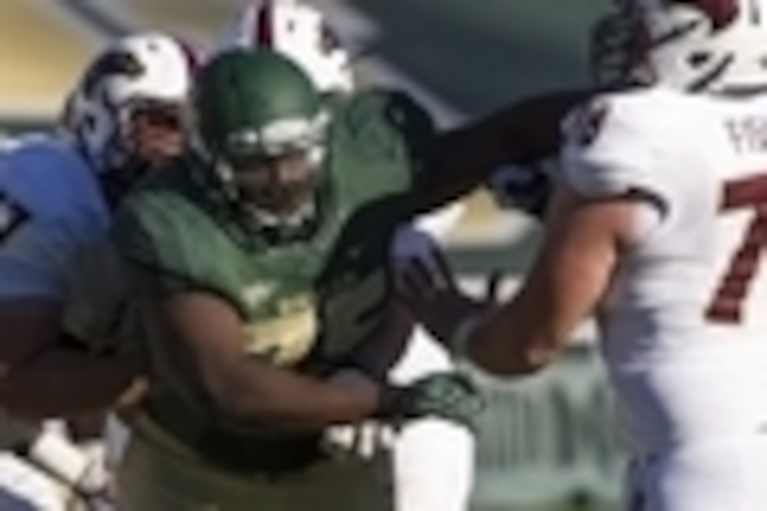 Sep 21, 2013; Waco, TX, USA; Louisiana Monroe Warhawks offensive linesman Jon Fisher (78) blocks Baylor Bears defensive lineman Andrew Billings (75) during the game at Floyd Casey Stadium. The Bears defeated the Warhawks 70-7. Mandatory Credit: Jerome Mir
