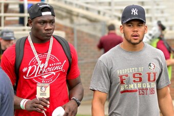 Janarius Robinson (left) with outside linebacker commit Josh Brown. The two committed to Florida State together.
