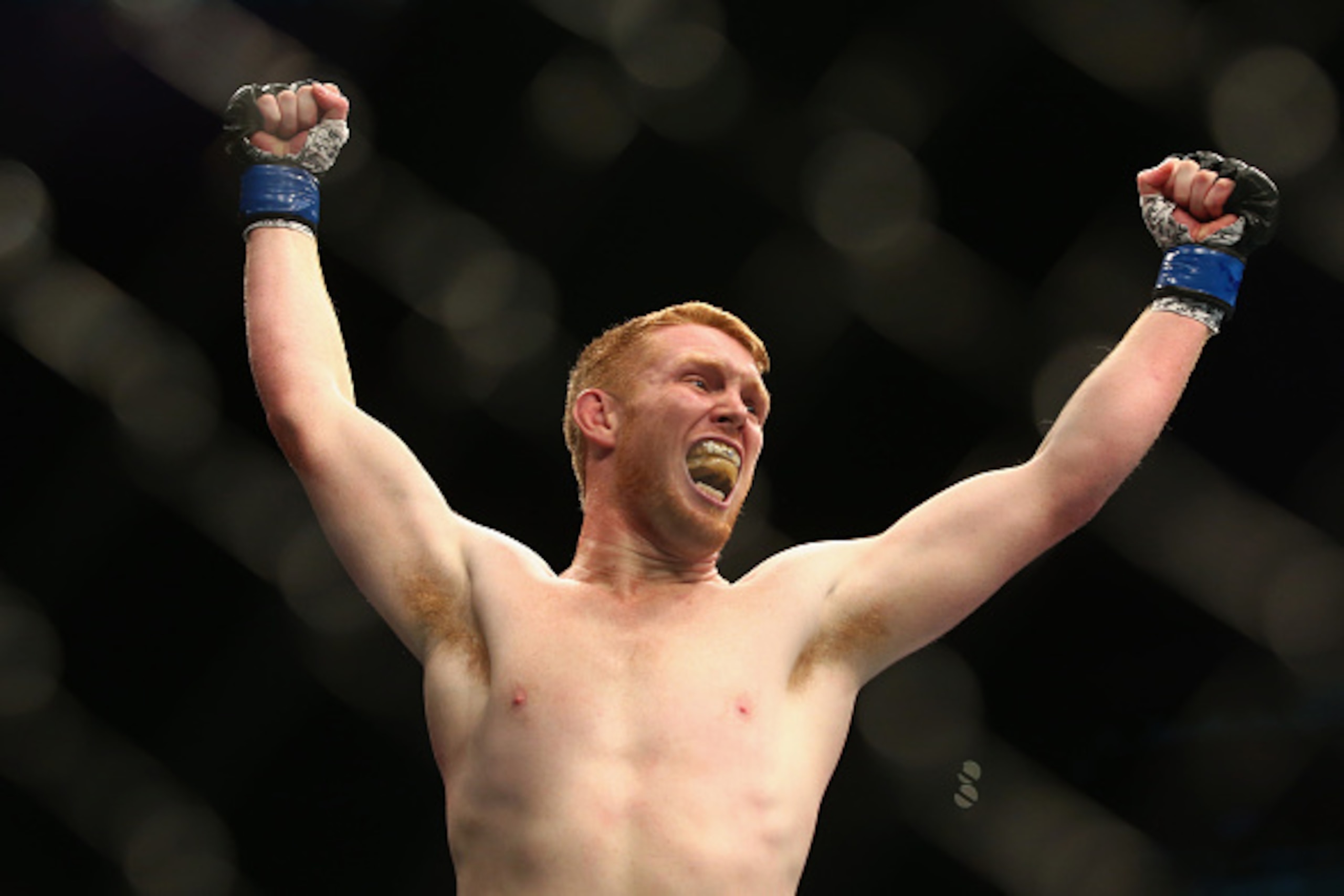 SYDNEY, AUSTRALIA - NOVEMBER 08:  Sam Alvey of the USA celebrates victory over Dylan Andrews in their middleweight fight during the UFC Fight Night 55 event at Allphones Arena on November 8, 2014 in Sydney, Australia.  (Photo by Mark Kolbe/Getty Images)