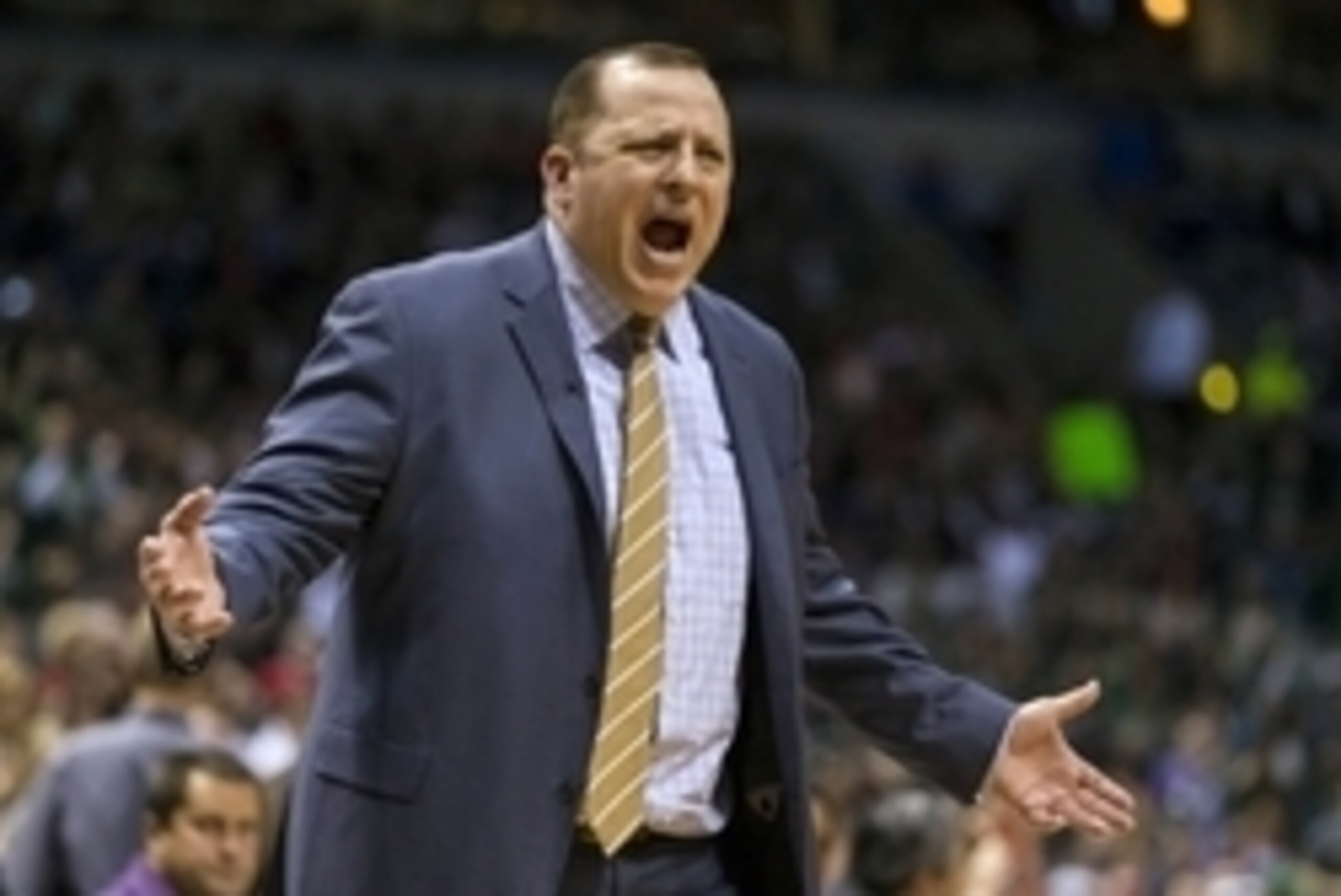 Apr 30, 2015; Milwaukee, WI, USA; Chicago Bulls head coach Tom Thibodeau during the game against the Milwaukee Bucks in game six of the first round of the NBA Playoffs at BMO Harris Bradley Center.  Chicago won 120-66.  Mandatory Credit: Jeff Hanisch-USA