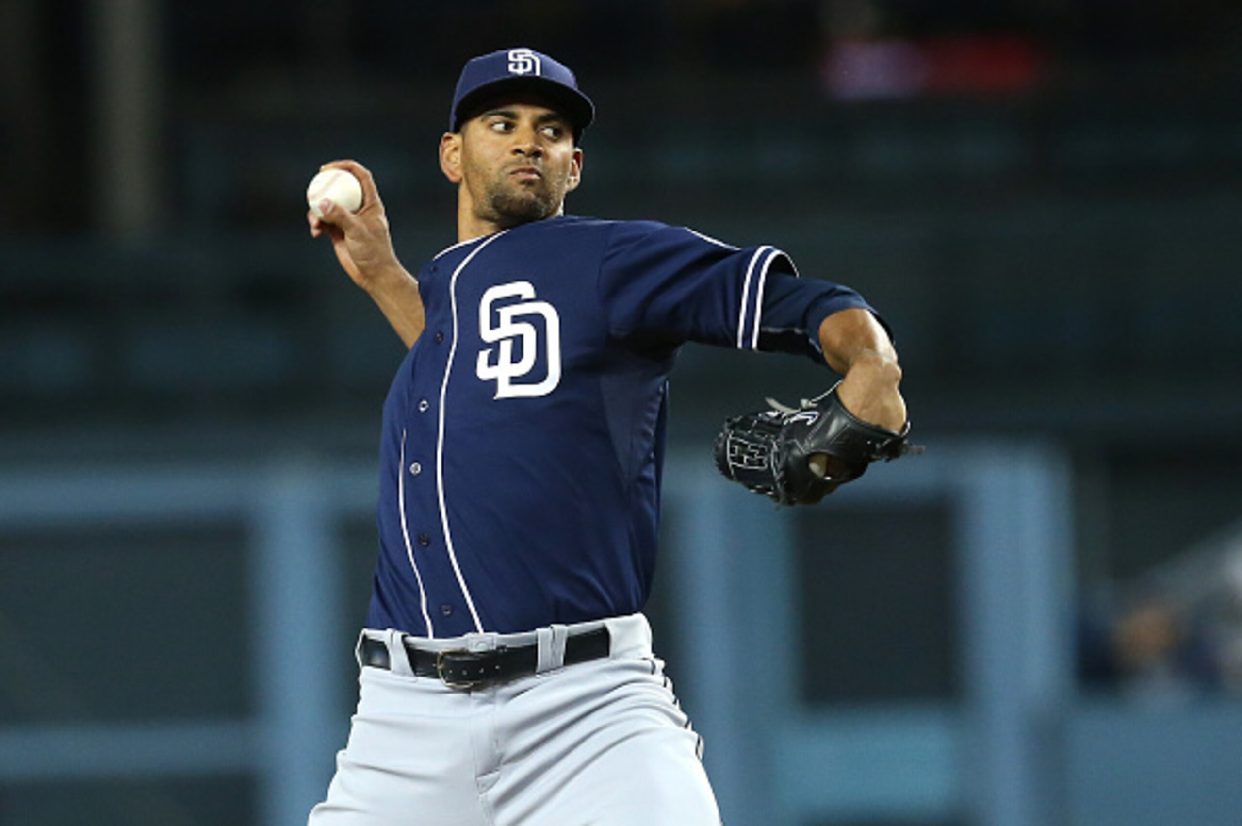 LOS ANGELES, CA - APRIL 07:  Tyson Ross #38 of the San Diego Padres throws a pitch against the Los Angeles Dodgers at Dodger Stadium on April 7, 2015 in Los Angeles, California.  (Photo by Stephen Dunn/Getty Images)
