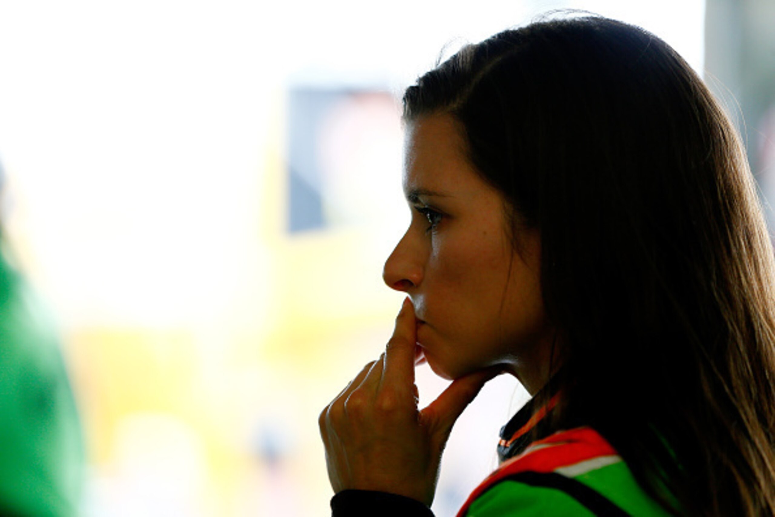 KANSAS CITY, KS - MAY 08: Danica Patrick, driver of the #10 GoDaddy Chevrolet, stands in the garage area during practice for the NASCAR Sprint Cup Series SpongeBob SquarePants 400 at Kansas Speedway on May 8, 2015 in Kansas City, Kansas. (Photo by Jonat KANSAS CITY, KS - MAY 08: Danica Patrick, driver of the #10 GoDaddy Chevrolet, stands in the garage area during practice for the NASCAR Sprint Cup Series SpongeBob SquarePants 400 at Kansas Speedway on May 8, 2015 in Kansas City, Kansas. (Photo by Jonat