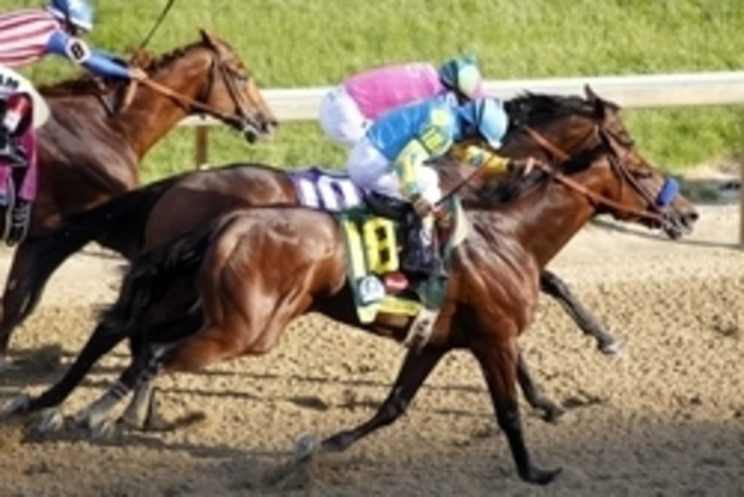 May 2, 2015; Louisville, KY, USA; Victor Espinoza aboard American Pharoah passes Gary L Stevens aboard Firing Line to win the 141st Kentucky Derby at Churchill Downs. Mandatory Credit: Brian Spurlock-USA TODAY Sports May 2, 2015; Louisville, KY, USA; Victor Espinoza aboard American Pharoah passes Gary L Stevens aboard Firing Line to win the 141st Kentucky Derby at Churchill Downs. Mandatory Credit: Brian Spurlock-USA TODAY Sports