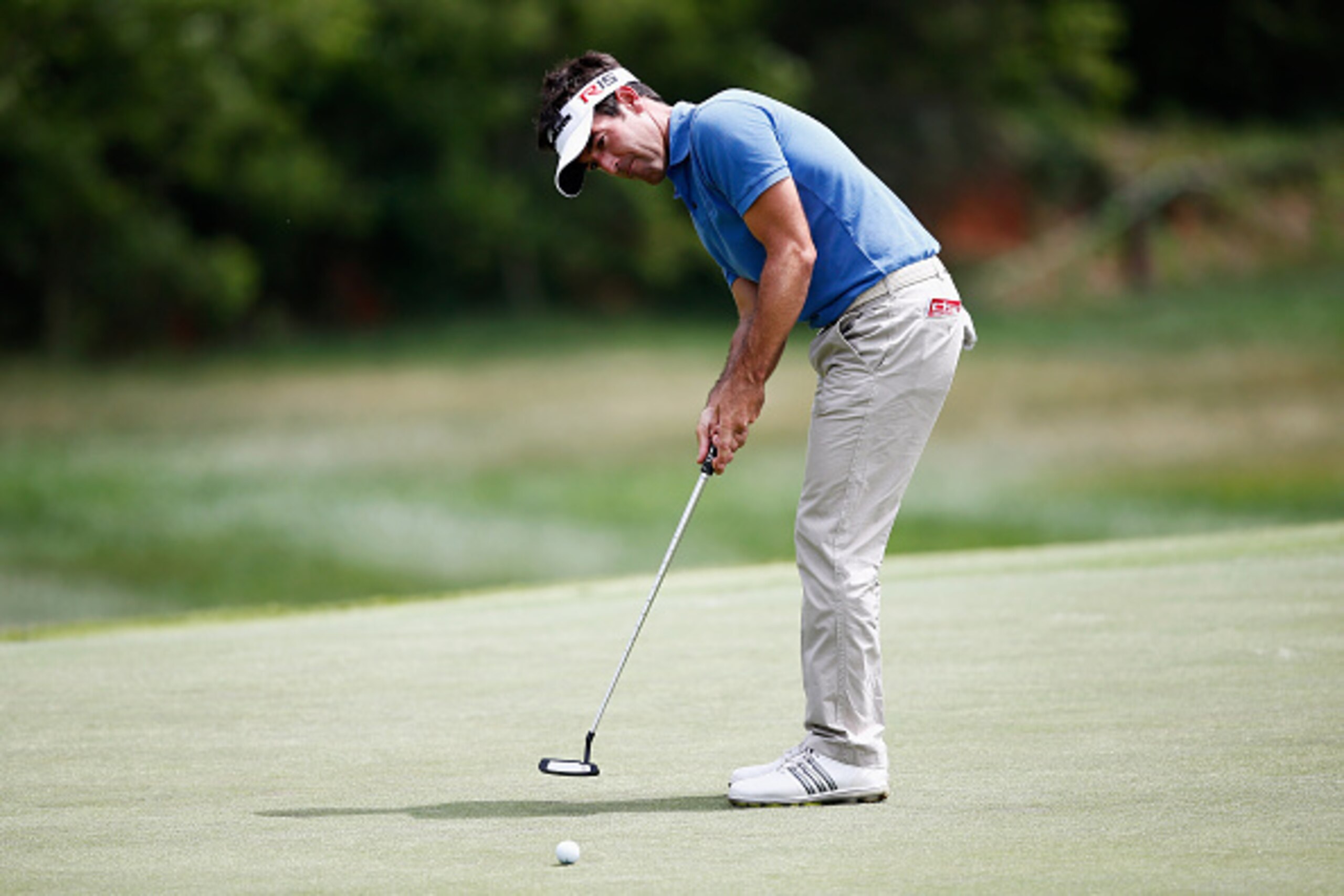 BARCELONA, SPAIN - MAY 14:  Eduardo de la Riva of Spain putts on the 9th green during Day 1 of the Open de Espana held at Real Club de Golf el Prat on May 14, 2015 in Barcelona, Spain.  (Photo by Dean Mouhtaropoulos/Getty Images)
