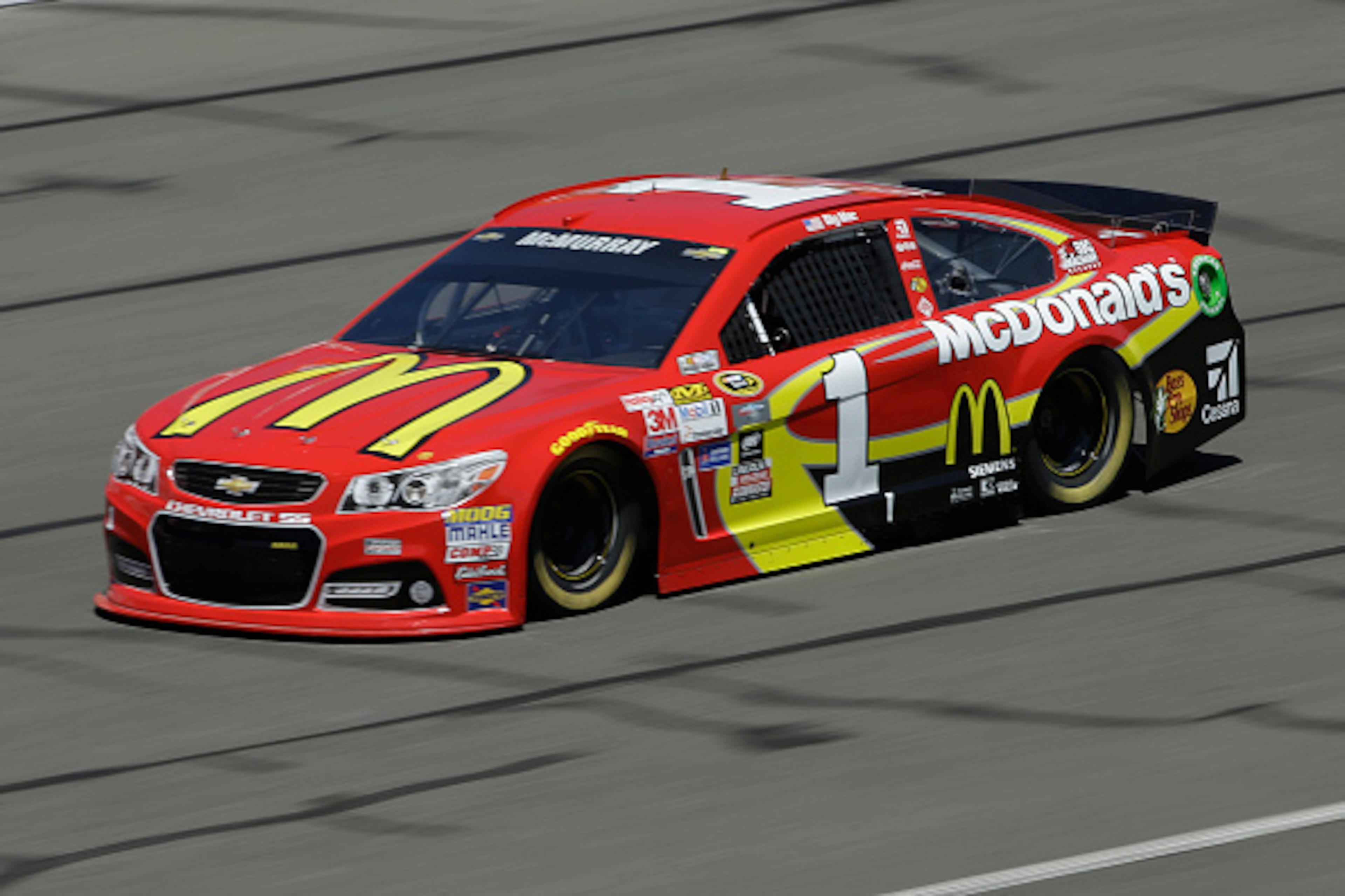 FONTANA, CA - MARCH 20:  Jamie McMurray, driver of the #1 McDonald's Chevrolet, practices for the NASCAR Sprint Cup Series Auto Club 400 at Auto Club Speedway on March 20, 2015 in Fontana, California.  (Photo by Jeff Gross/Getty Images)