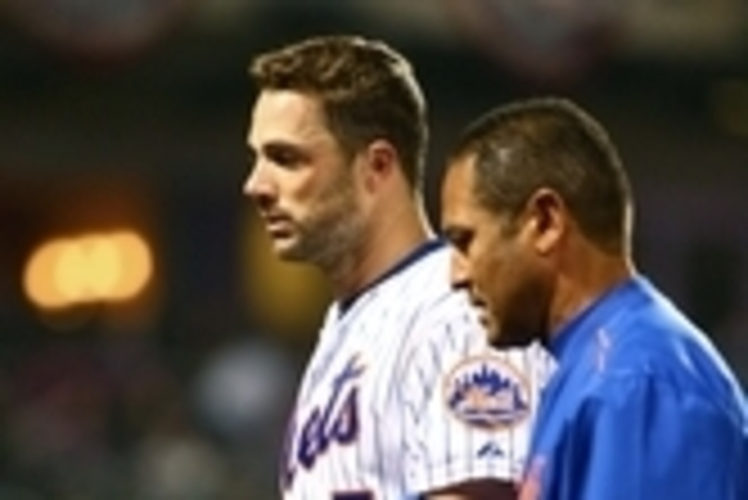 Apr 14, 2015; New York City, NY, USA; New York Mets third baseman David Wright (5) leaves the field after an injury after stealing second base in the eighth inning against the Philadelphia Phillies at Citi Field. Mandatory Credit: Andy Marlin-USA TODAY Sp