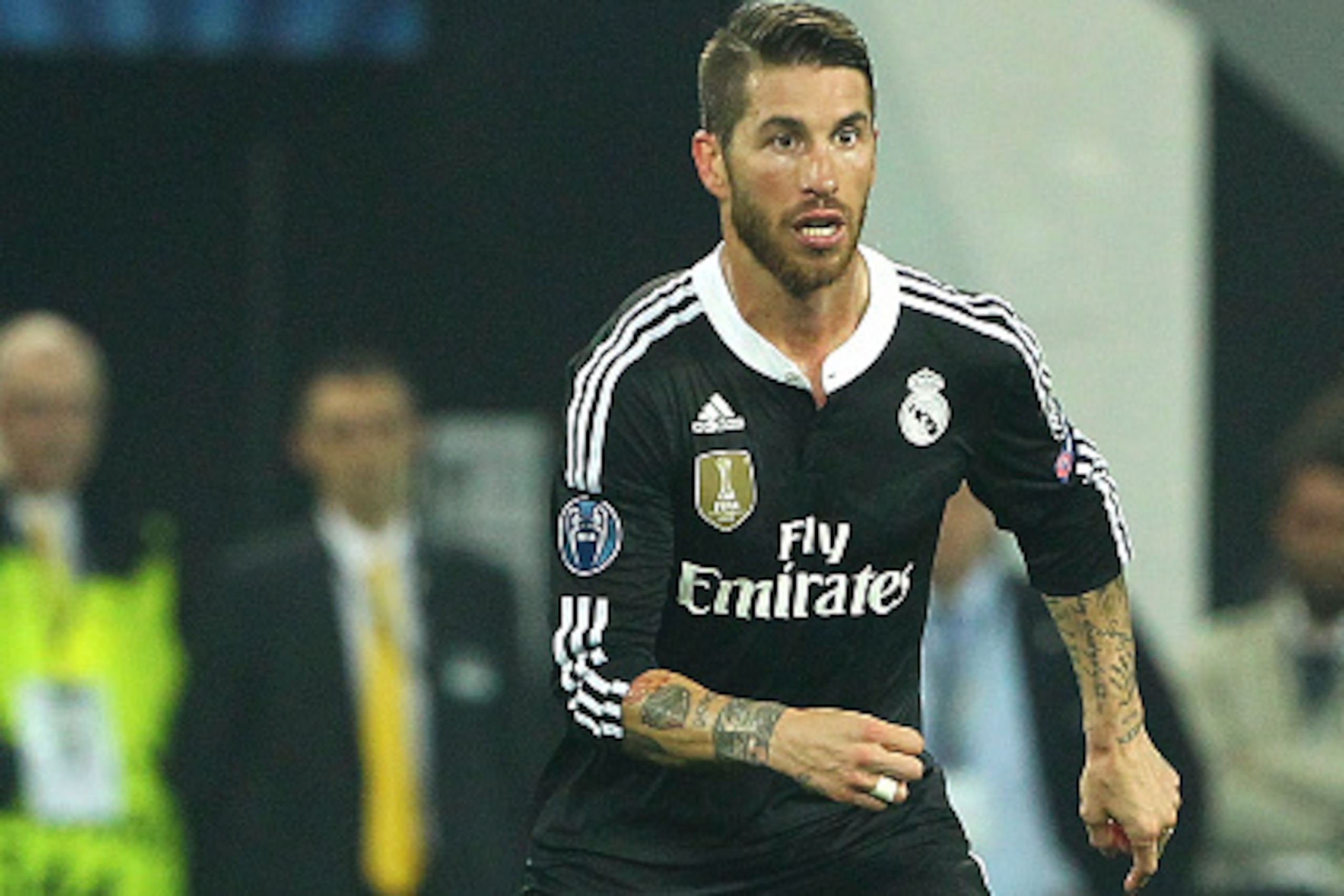 TURIN, ITALY - MAY 05:  Sergio Ramos of Real Madrid CF in action during the UEFA Champions League semi final match between Juventus and Real Madrid CF at Juventus Arena on May 5, 2015 in Turin, Italy.  (Photo by Marco Luzzani/Getty Images)