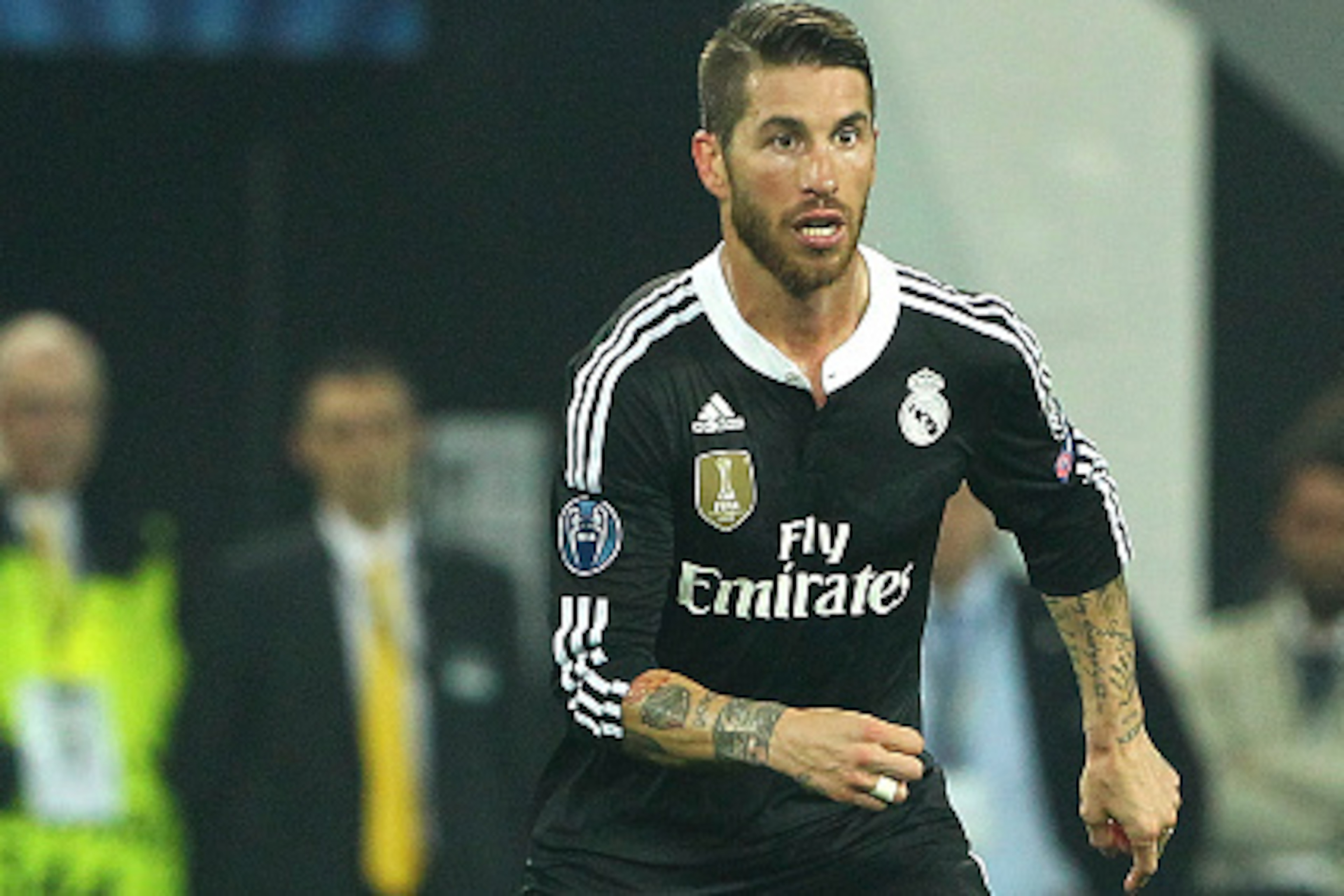 TURIN, ITALY - MAY 05:  Sergio Ramos of Real Madrid CF in action during the UEFA Champions League semi final match between Juventus and Real Madrid CF at Juventus Arena on May 5, 2015 in Turin, Italy.  (Photo by Marco Luzzani/Getty Images)
