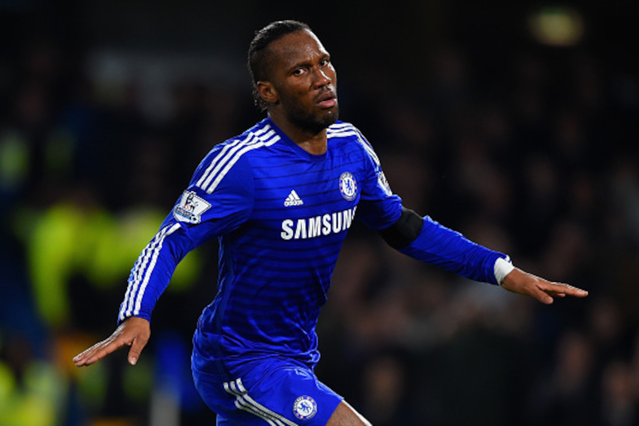 LONDON, ENGLAND - DECEMBER 03:  Didier Drogba of Chelsea celebrates scoring their second goal  during the Barclays Premier League match between Chelsea and Tottenham Hotspur at Stamford Bridge on December 3, 2014 in London, England.  (Photo by Shaun Botte