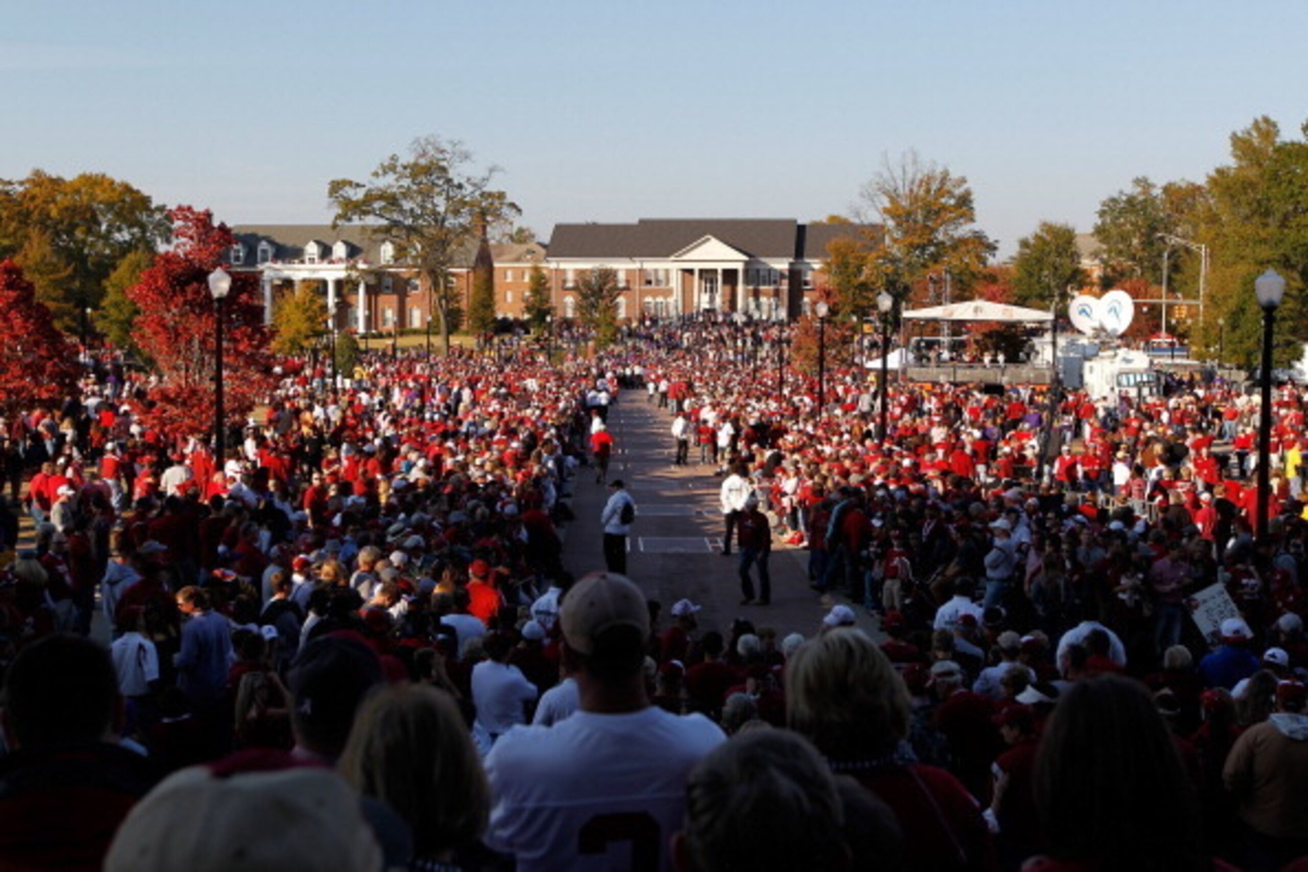 TUSCALOOSA, AL - NOVEMBER 05:  Fans walk around on campus outside of Bryant-Denny Stadium prior to the game between the LSU Tigers and Alabama Crimson Tide on November 5, 2011 in Tuscaloosa, Alabama.  (Photo by Streeter Lecka/Getty Images)