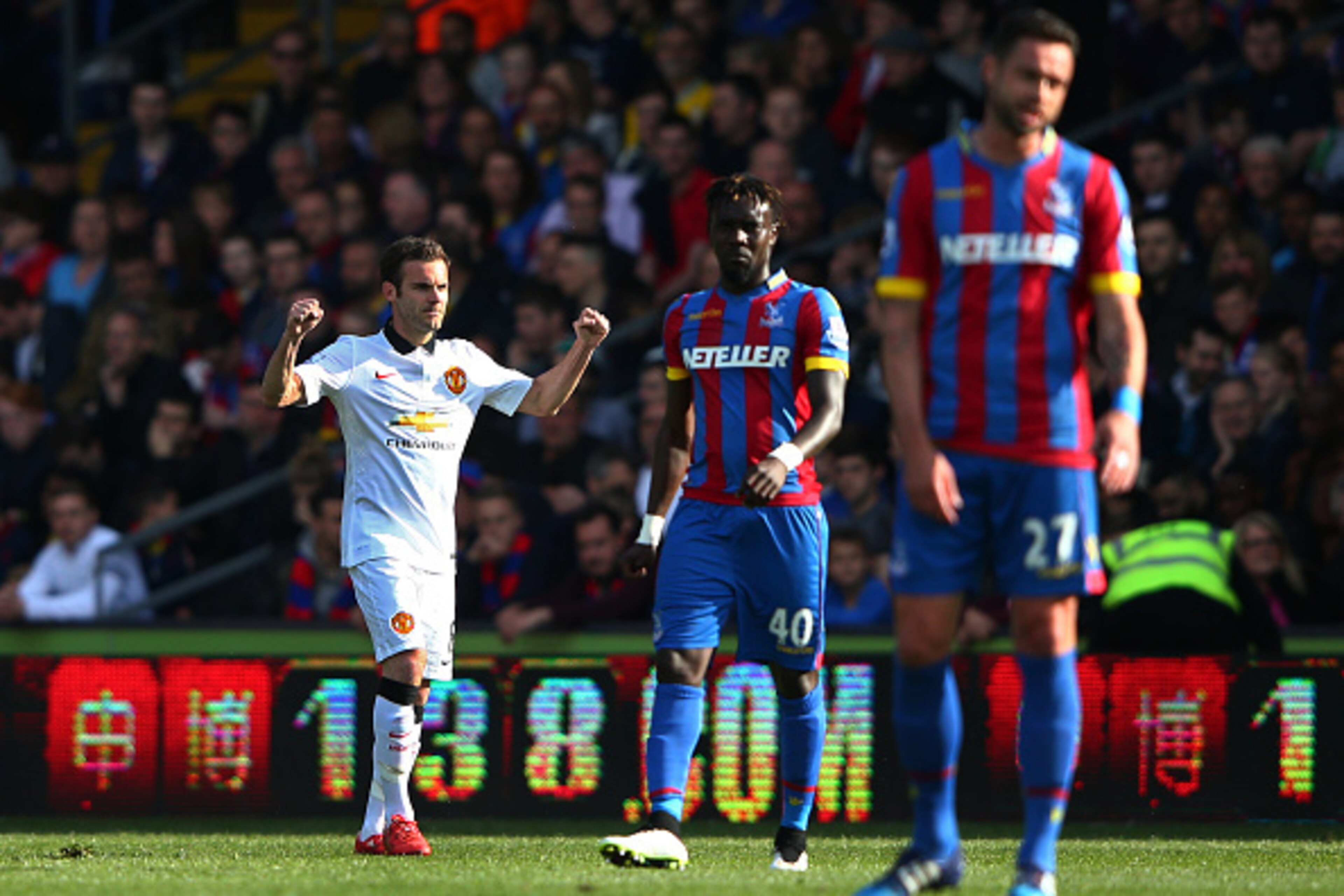LONDON, ENGLAND - MAY 09: Juan Mata of Manchester United celebrates scoring his penalty during the Barclays Premier League match between Crystal Palace and Manchester United at Selhurst Park on May 9, 2015 in London, England. (Photo by Ian Walton/Getty LONDON, ENGLAND - MAY 09: Juan Mata of Manchester United celebrates scoring his penalty during the Barclays Premier League match between Crystal Palace and Manchester United at Selhurst Park on May 9, 2015 in London, England. (Photo by Ian Walton/Getty