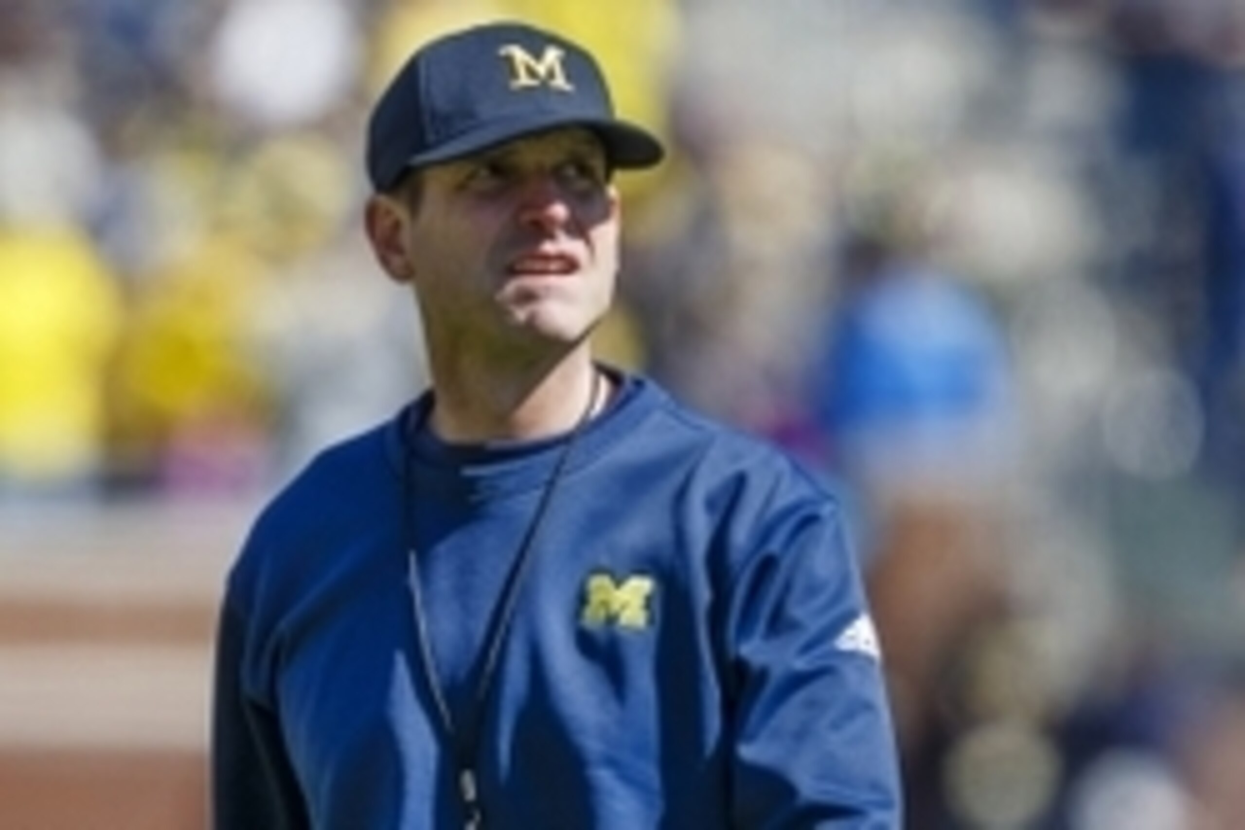 Apr 4, 2015; Ann Arbor, MI, USA; Michigan Wolverines head coach Jim Harbaugh is seen during the Spring football game at Michigan Stadium. Mandatory Credit: Rick Osentoski-USA TODAY Sports