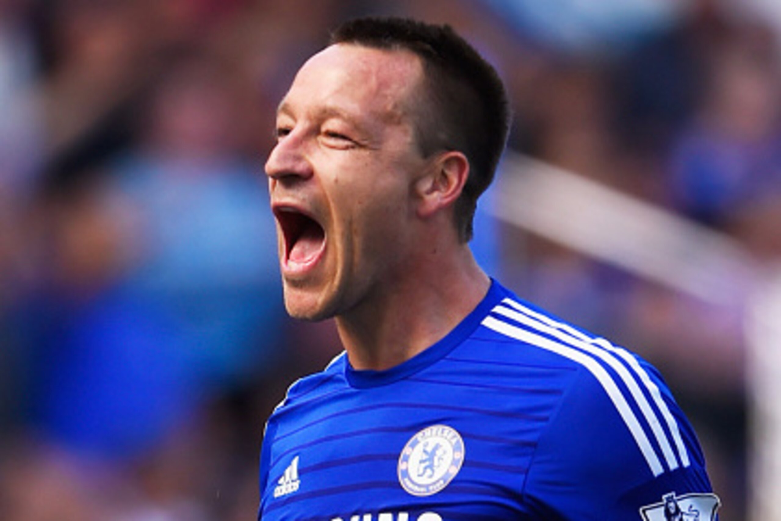 LONDON, ENGLAND - MAY 03:  John Terry of Chelsea celebrates winning the Premier League title after the Barclays Premier League match between Chelsea and Crystal Palace at Stamford Bridge on May 3, 2015 in London, England. Chelsea became champions with a 1