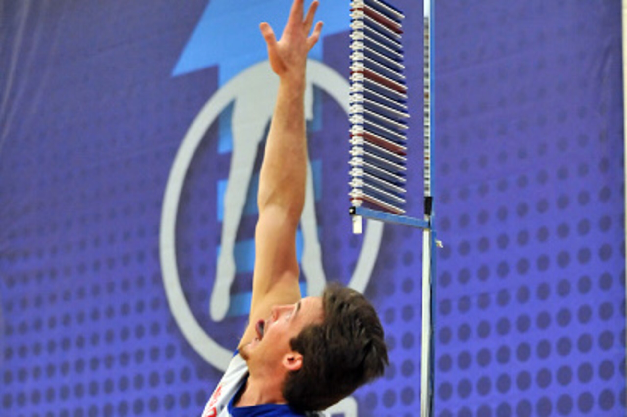 CHICAGO, IL - MAY 14: Pat Connaughton #28 completes a vertical leap during the 2015 NBA Draft Combine on May 14, 2015 at Quest Multiplex in Chicago, Illinois. NOTE TO USER: User expressly acknowledges and agrees that, by downloading and/or using this pho CHICAGO, IL - MAY 14: Pat Connaughton #28 completes a vertical leap during the 2015 NBA Draft Combine on May 14, 2015 at Quest Multiplex in Chicago, Illinois. NOTE TO USER: User expressly acknowledges and agrees that, by downloading and/or using this pho