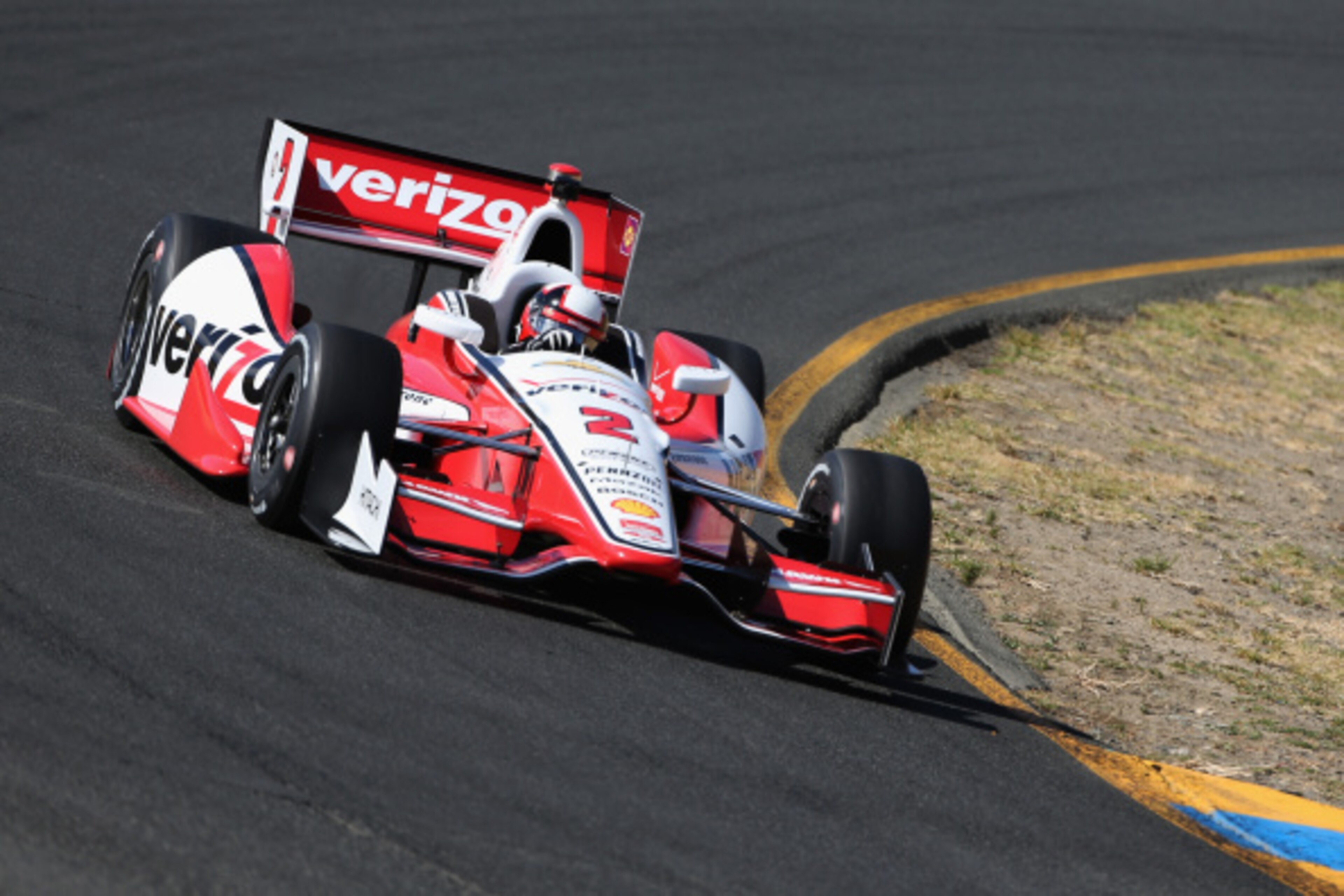 SONOMA, CA - AUGUST 23: Juan Pablo Montoya of Colombia drives the #2 Verizon Team Penske Chevrolet during the Verizon IndyCar Series GoPro Grand Prix of Sonoma practice at Sonoma Raceway on August 23, 2014 in Sonoma, California. (Photo by Todd Warshaw/Get