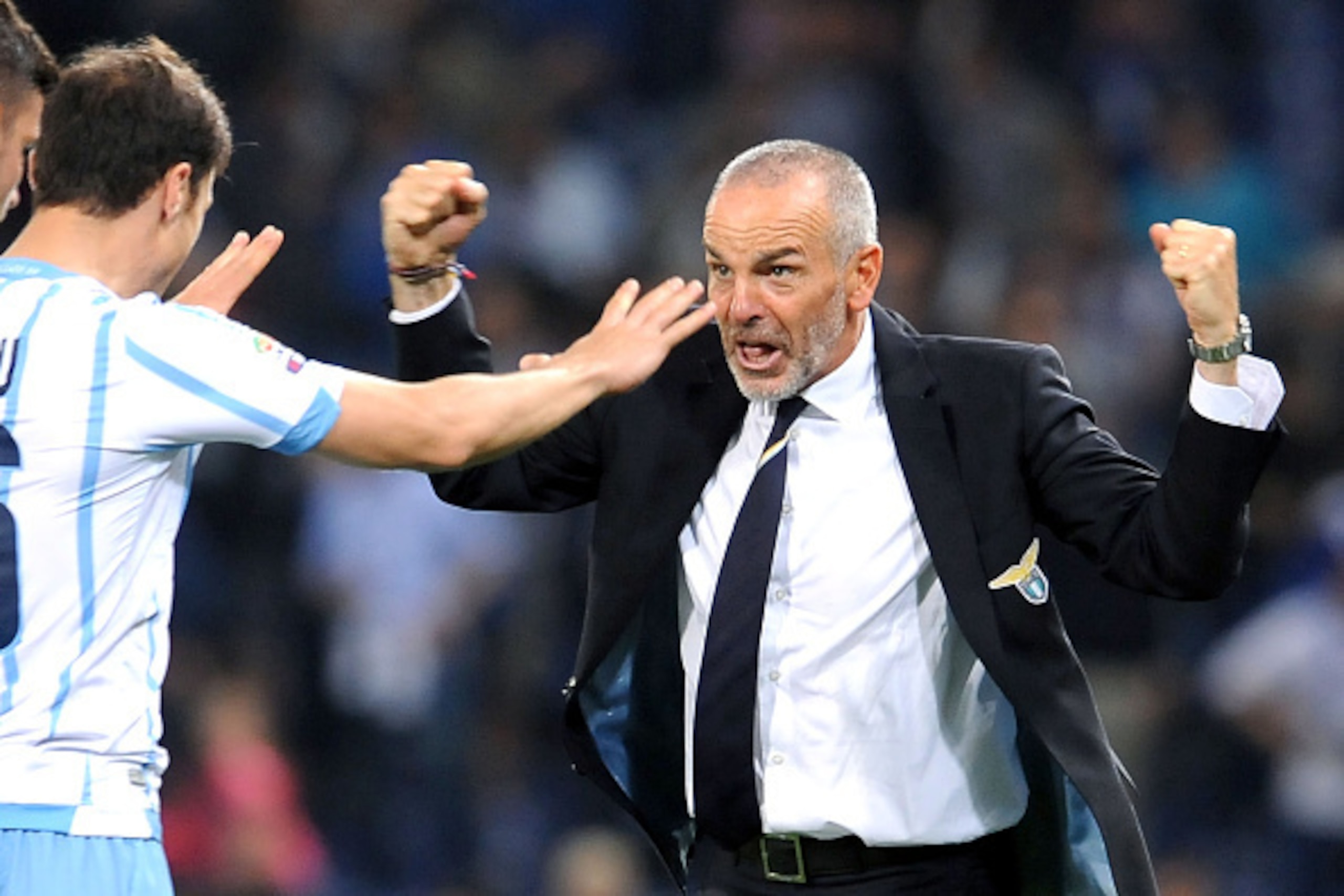 GENOA, ITALY - MAY 16: SS Lazio head coach Stefano Pioli celebrates victory at the end of the Serie A match between UC Sampdoria and SS Lazio at Stadio Luigi Ferraris on May 16, 2015 in Genoa, Italy. (Photo by Getty Images/Getty Images) GENOA, ITALY - MAY 16: SS Lazio head coach Stefano Pioli celebrates victory at the end of the Serie A match between UC Sampdoria and SS Lazio at Stadio Luigi Ferraris on May 16, 2015 in Genoa, Italy. (Photo by Getty Images/Getty Images)