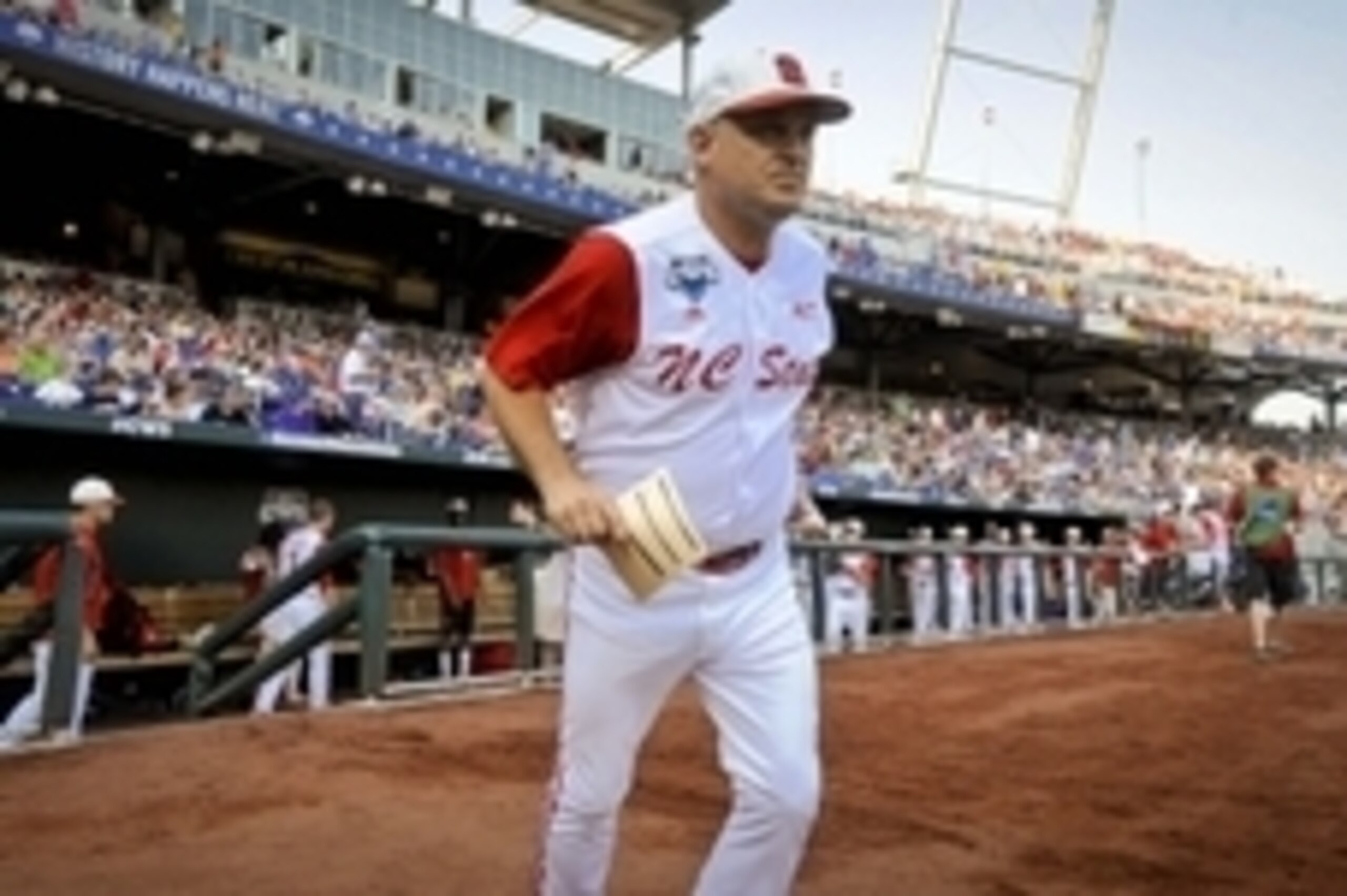 Jun 20, 2013; Omaha, NE, USA; North Carolina State Wolfpack head coach Elliot Avent during the College World Series game against the North Carolina Tar Heels at TD Ameritrade Park. Mandatory Credit: Dave Weaver-USA Today Sports