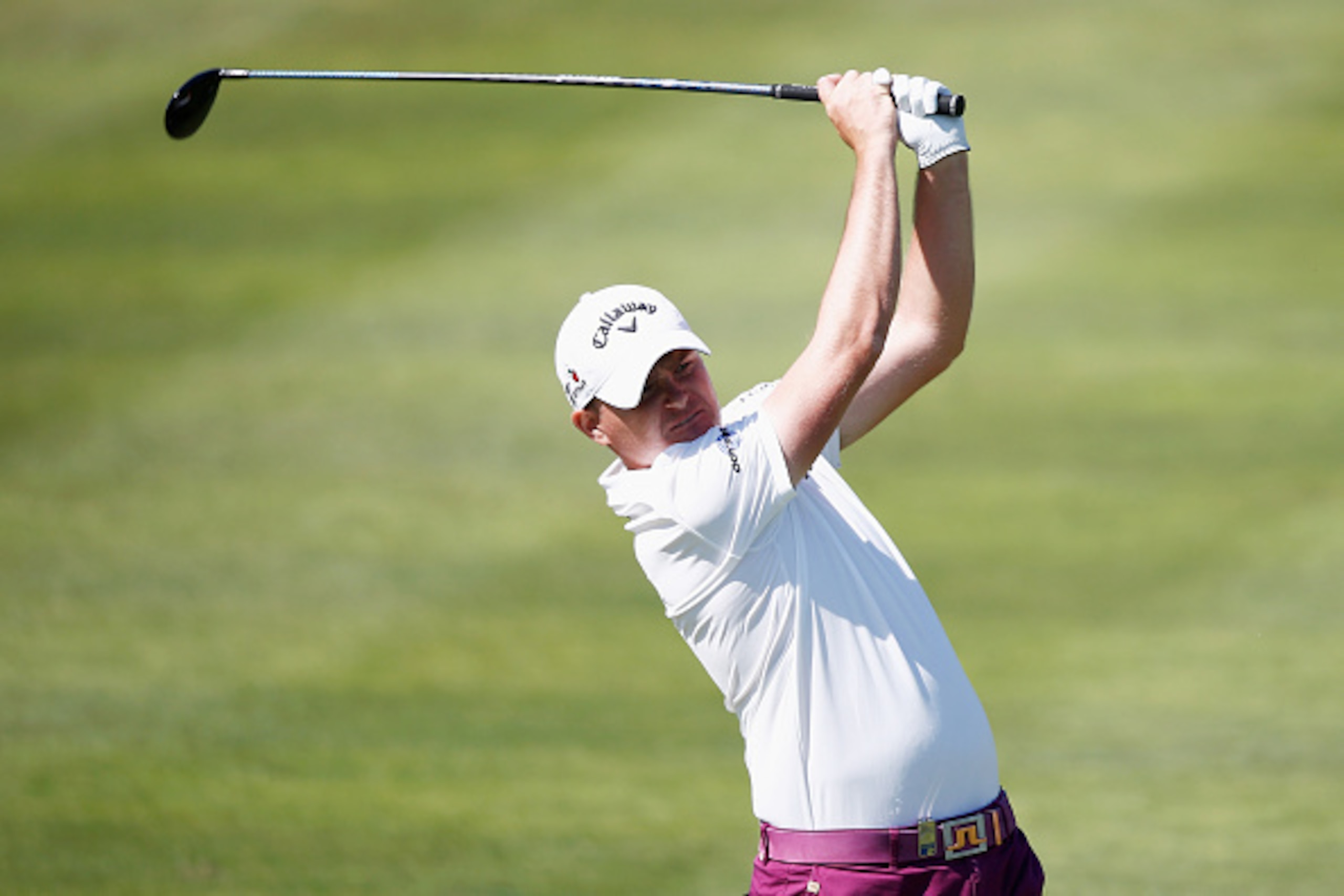 BARCELONA, SPAIN - MAY 16:  James Morrison of England hits his second shot on the 18th hole during Day 3 of the Open de Espana held at Real Club de Golf el Prat on May 16, 2015 in Barcelona, Spain.  (Photo by Dean Mouhtaropoulos/Getty Images)