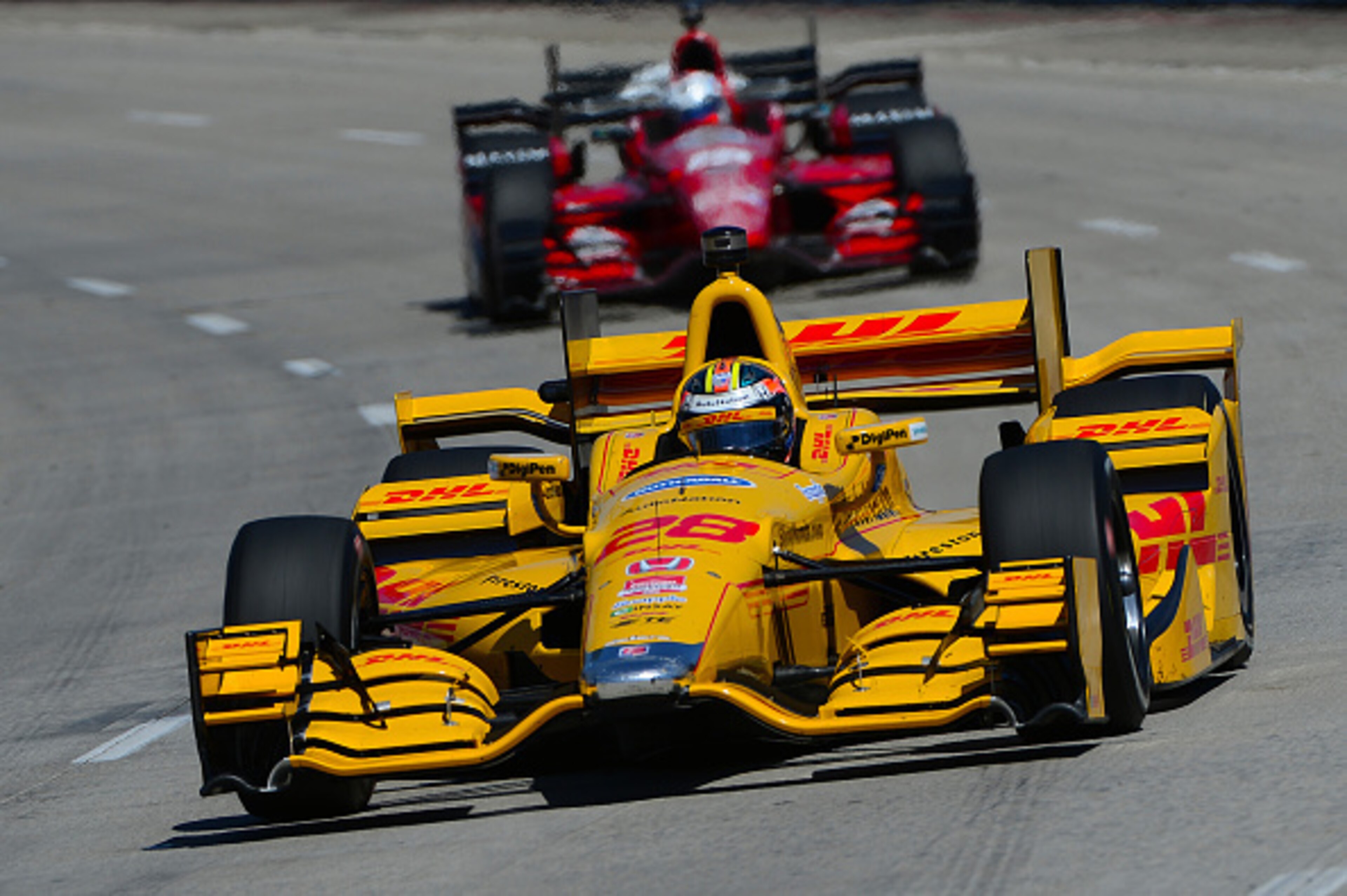 LONG BEACH, CA - APRIL 19: Ryan Hunter-Reay driver of the #28 DHL Andretti Autosport Honda Dallara during the Verizon IndyCar Series Toyota Grand Prix of Long Beach on April 19, 2015 on the streets of Long Beach, California. (Photo by Robert Laberge/Getty