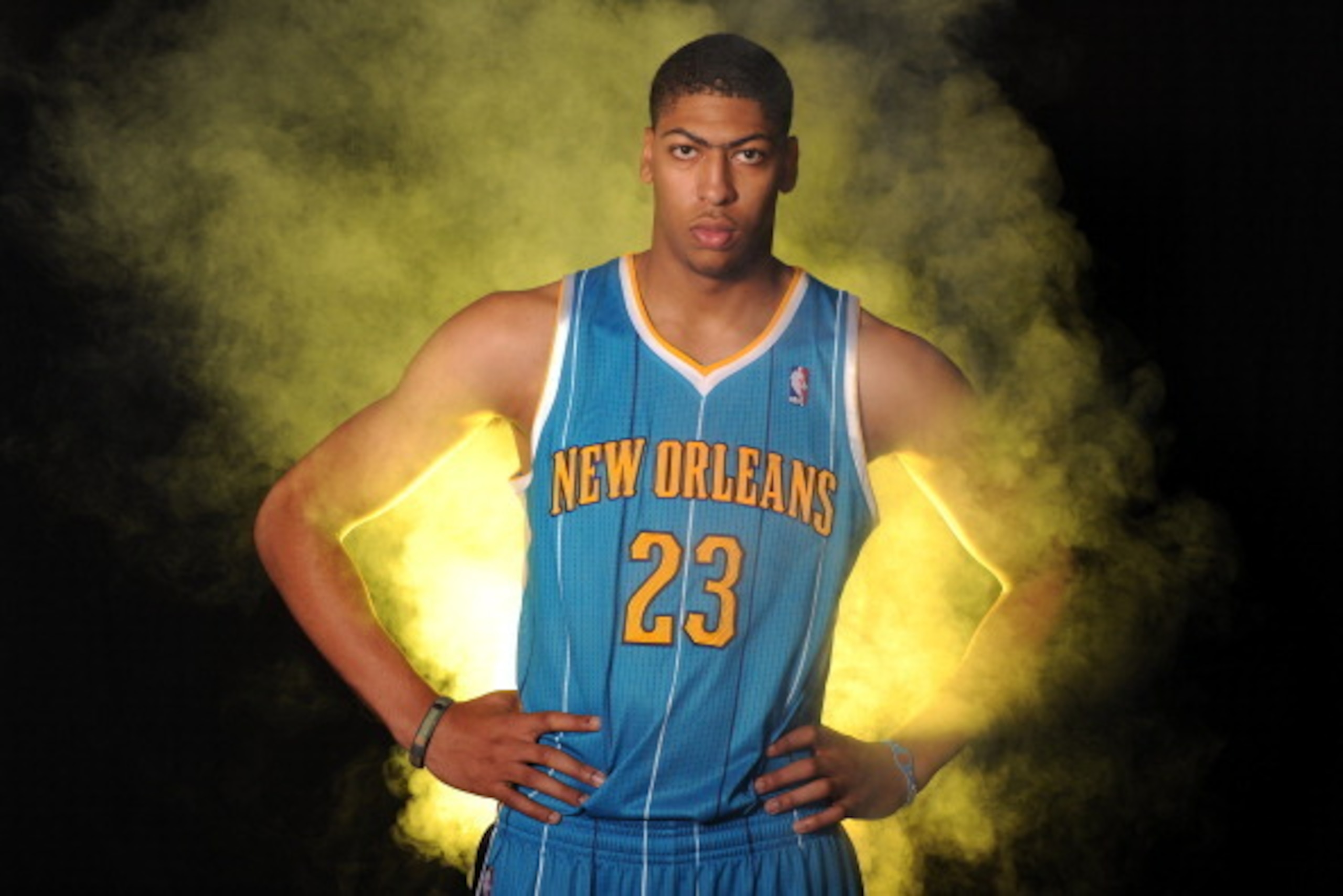 TARRYTOWN, NY - AUGUST : Anthony Davis of the New Orleans Hornets poses for a portrait during the 2012 NBA rookie photo shoot on August 21, 2012 at the MSG Training Facility in Tarrytown, New York. NOTE TO USER: User expressly acknowledges and agrees that