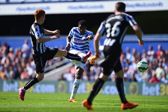 LONDON, ENGLAND - MAY 16: Leroy Fer of QPR scores his team's second goal during the Barclays Premier League match between Queens Park Rangers and Newcastle United at Loftus Road on May 16, 2015 in London, England.  (Photo by Shaun Botterill/Getty Images)