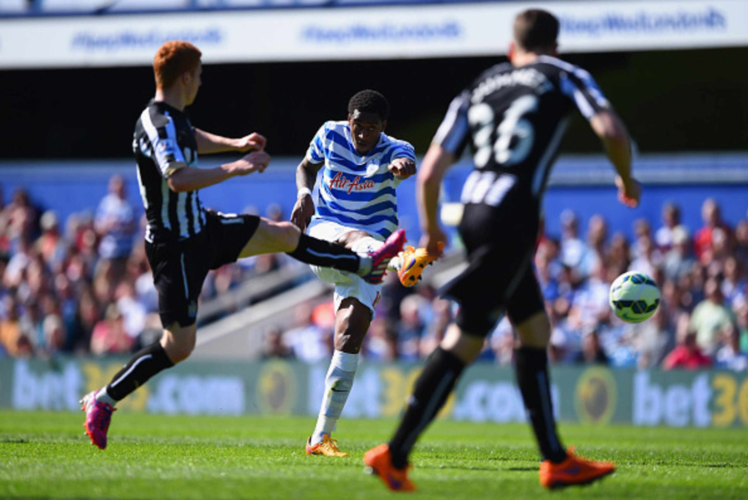 LONDON, ENGLAND - MAY 16: Leroy Fer of QPR scores his team's second goal during the Barclays Premier League match between Queens Park Rangers and Newcastle United at Loftus Road on May 16, 2015 in London, England. (Photo by Shaun Botterill/Getty Images) LONDON, ENGLAND - MAY 16: Leroy Fer of QPR scores his team's second goal during the Barclays Premier League match between Queens Park Rangers and Newcastle United at Loftus Road on May 16, 2015 in London, England. (Photo by Shaun Botterill/Getty Images)