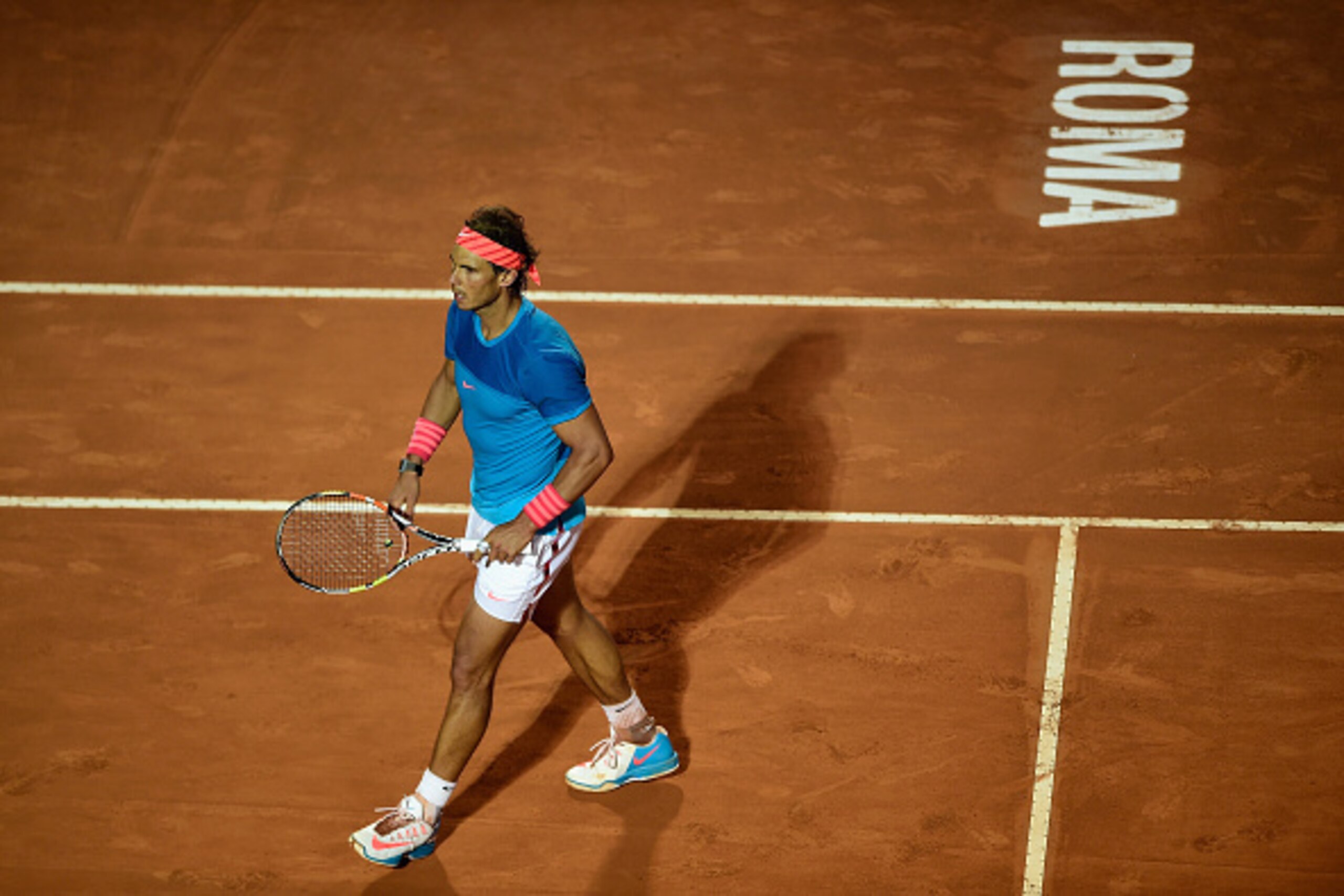 ROME, ITALY - MAY 15:  Rafael Nadal of Spain is knocked out at the Quarter Final stage to Stan Wawrinka of Switzerland on Day Six of The Internazionali BNL d'Italia 2015 at the Foro Italico on May 15, 2015 in Rome, Italy.  (Photo by Mike Hewitt/Getty Imag