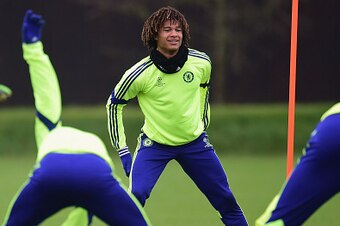 LONDON, ENGLAND - FEBRUARY 16:  Nathan Ake of Chelsea looks on during a Chelsea training session ahead of the UEFA Champions League round of 16 match against Paris Saint-Germain at Cobham Training Centre on February 16, 2015 in London, United Kingdom.  (P