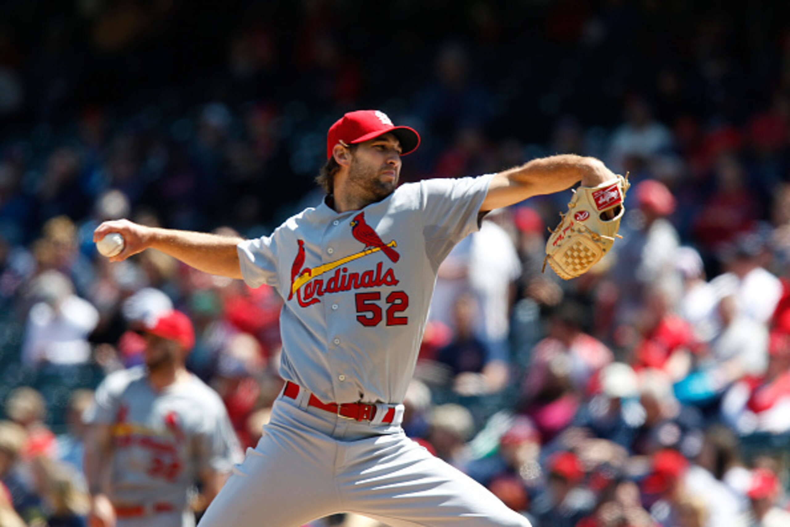 CLEVELAND, OH - MAY 14: Michael Wacha #52 of the St. Louis Cardinals pitches against the Cleveland Indians during the first inning of their game on May 14, 2015 at Progressive Field in Cleveland, Ohio. the Cardinals defeated the Indians 2-1. (Photo by Dav