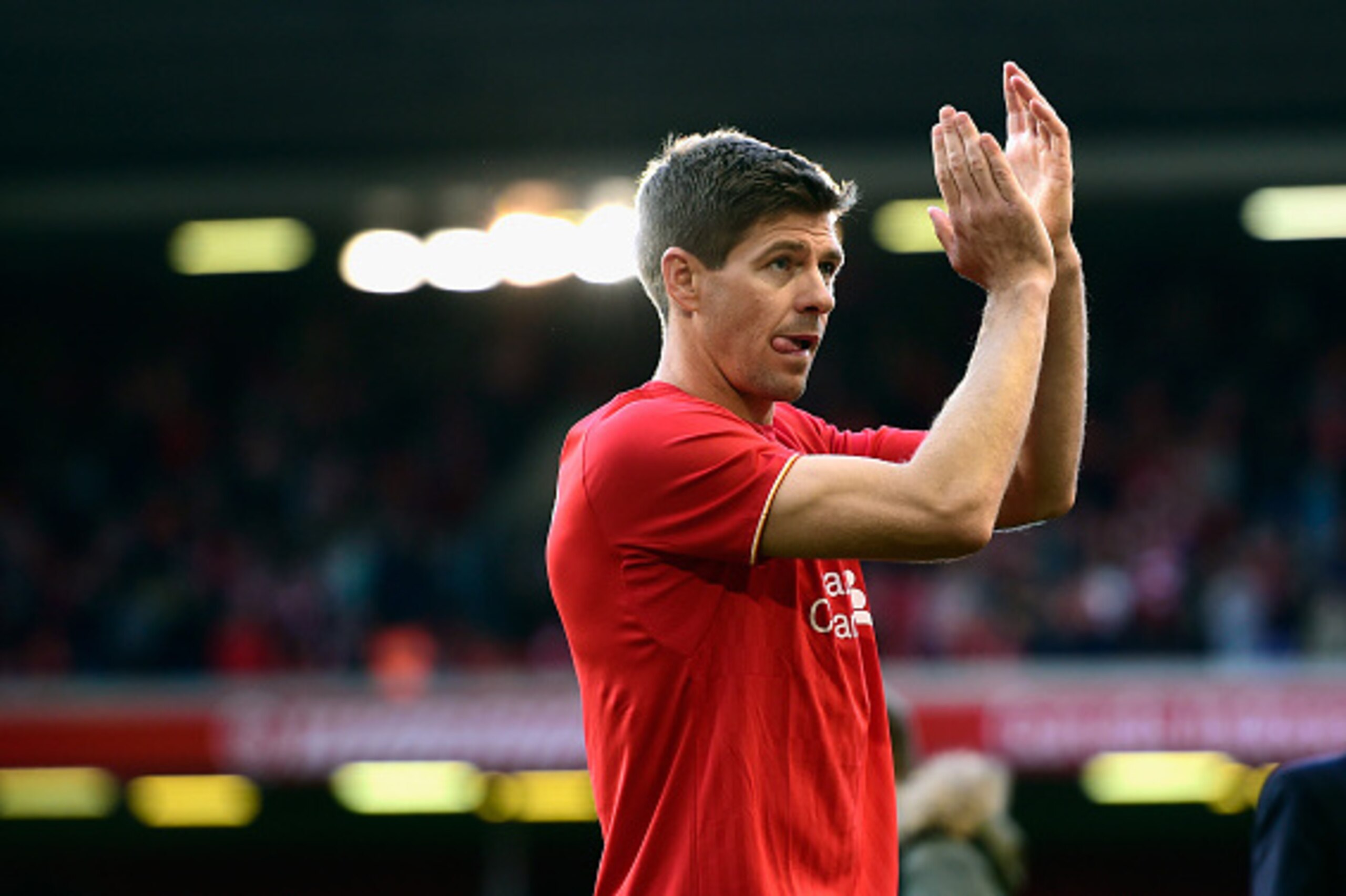 LIVERPOOL, ENGLAND - MAY 16: Steven Gerrard of Liverpool applauds the Kop end after he Barclays Premier League match betrween Liverpool and Crystal Palace at Anfield on May 16, 2015 in Liverpool, England. (Photo by Stu Forster/Getty Images) LIVERPOOL, ENGLAND - MAY 16: Steven Gerrard of Liverpool applauds the Kop end after he Barclays Premier League match betrween Liverpool and Crystal Palace at Anfield on May 16, 2015 in Liverpool, England. (Photo by Stu Forster/Getty Images)