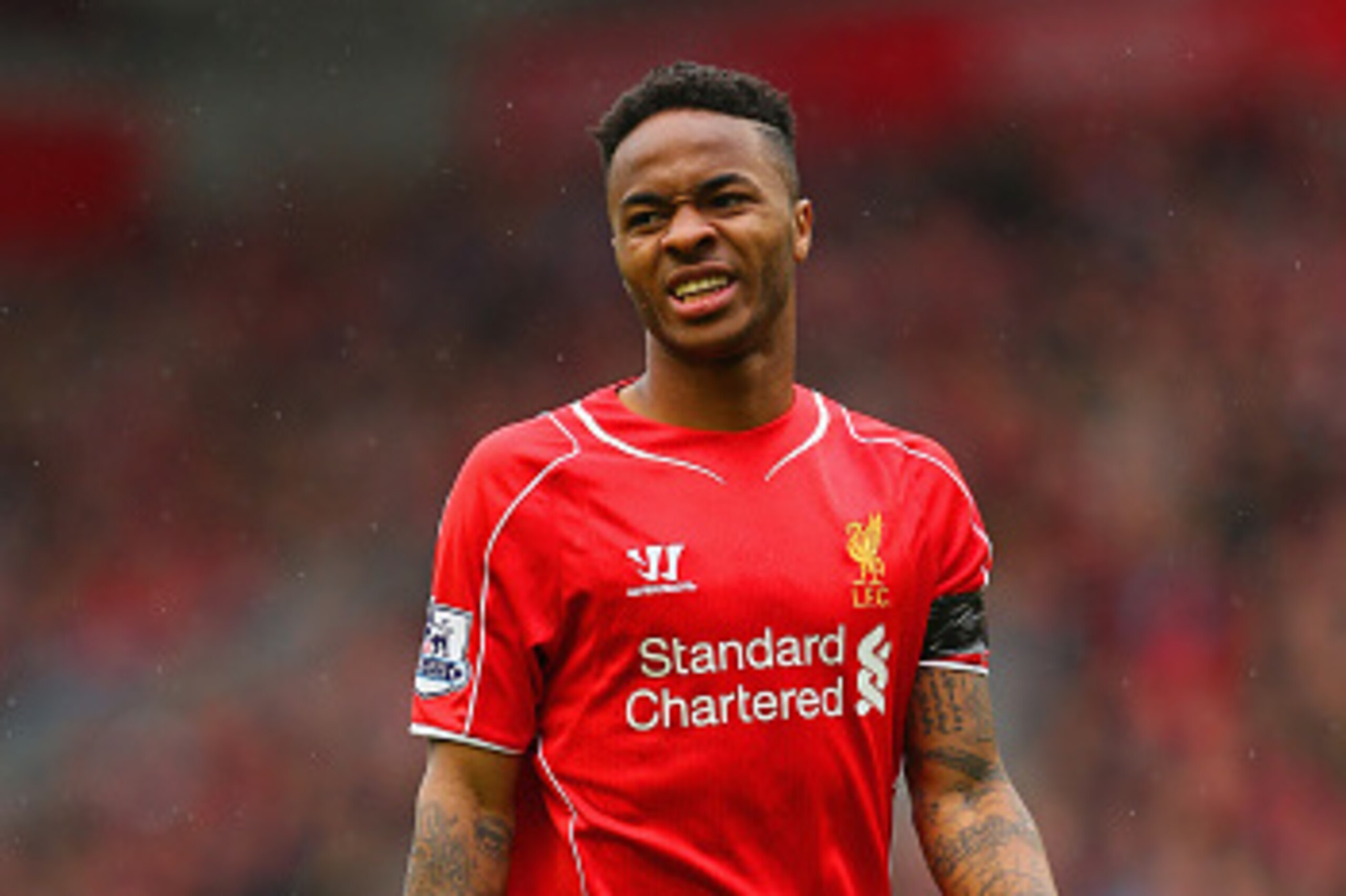 LIVERPOOL, ENGLAND - MAY 02: Raheem Sterling of Liverpool in actoin during the Barclays Premier League match between Liverpool and Queens Park Rangers at Anfield on May 2, 2015 in Liverpool, England. (Photo by Alex Livesey/Getty Images) LIVERPOOL, ENGLAND - MAY 02: Raheem Sterling of Liverpool in actoin during the Barclays Premier League match between Liverpool and Queens Park Rangers at Anfield on May 2, 2015 in Liverpool, England. (Photo by Alex Livesey/Getty Images)