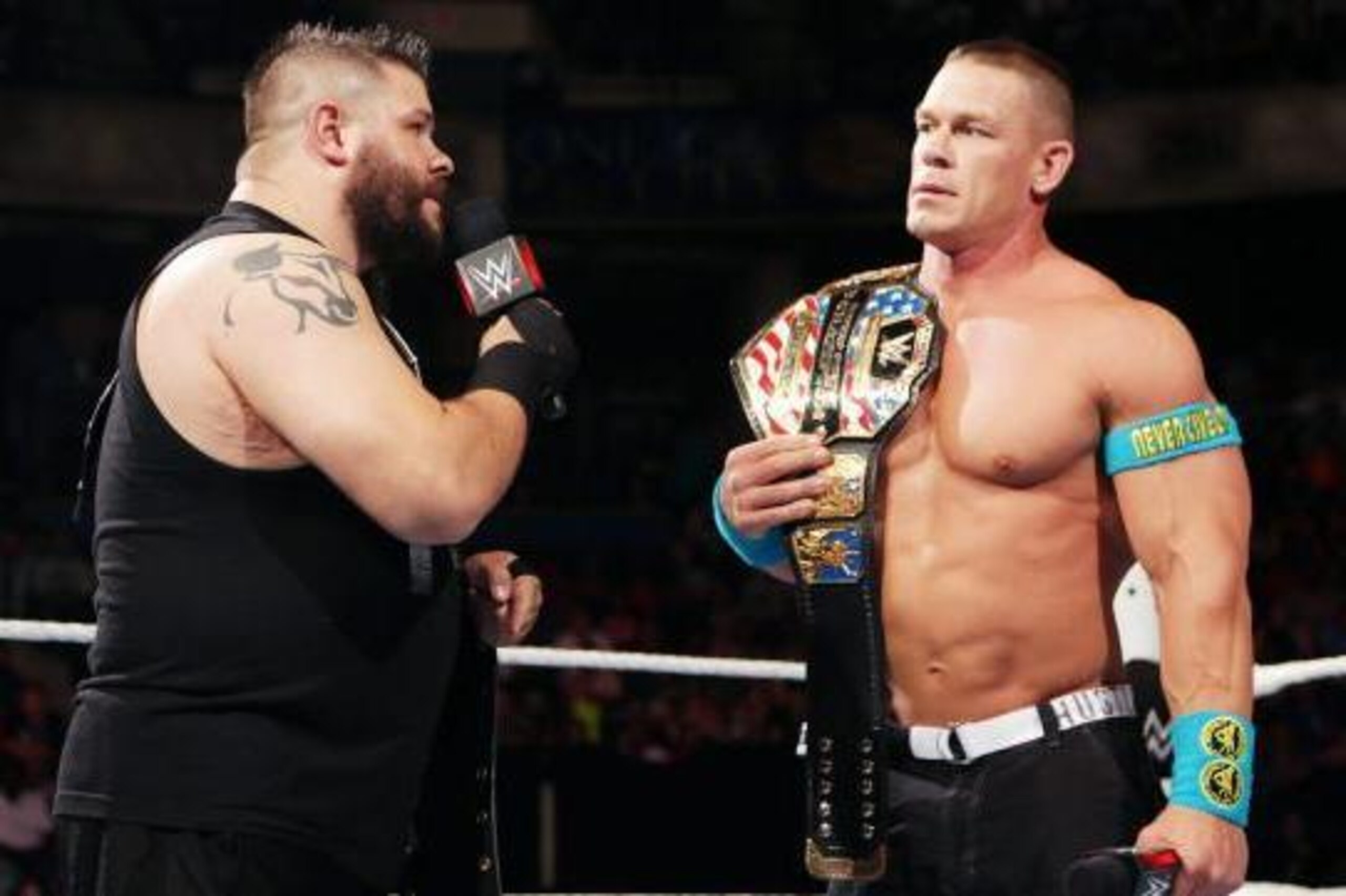 Kevin Owens confronts John Cena.
