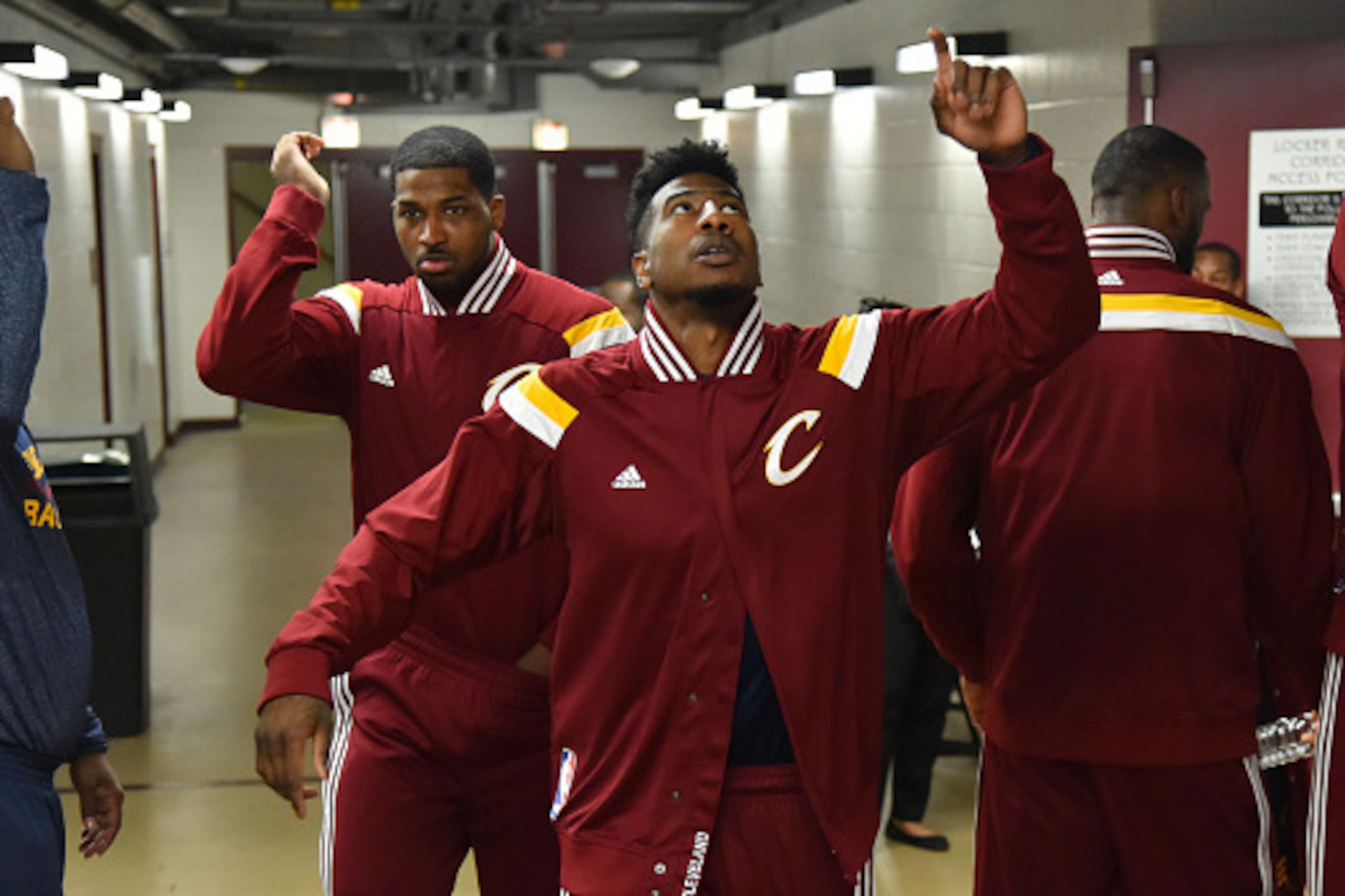 CHICAGO, IL - MAY 14: Iman Shumpert #4 of the Cleveland Cavaliers walks to the court before a game against the Chicago Bulls in Game Six of the Eastern Conference Semifinals during the 2015 NBA Playoffs on May 14, 2015 at the United Center in Chicago,Illi CHICAGO, IL - MAY 14: Iman Shumpert #4 of the Cleveland Cavaliers walks to the court before a game against the Chicago Bulls in Game Six of the Eastern Conference Semifinals during the 2015 NBA Playoffs on May 14, 2015 at the United Center in Chicago,Illi