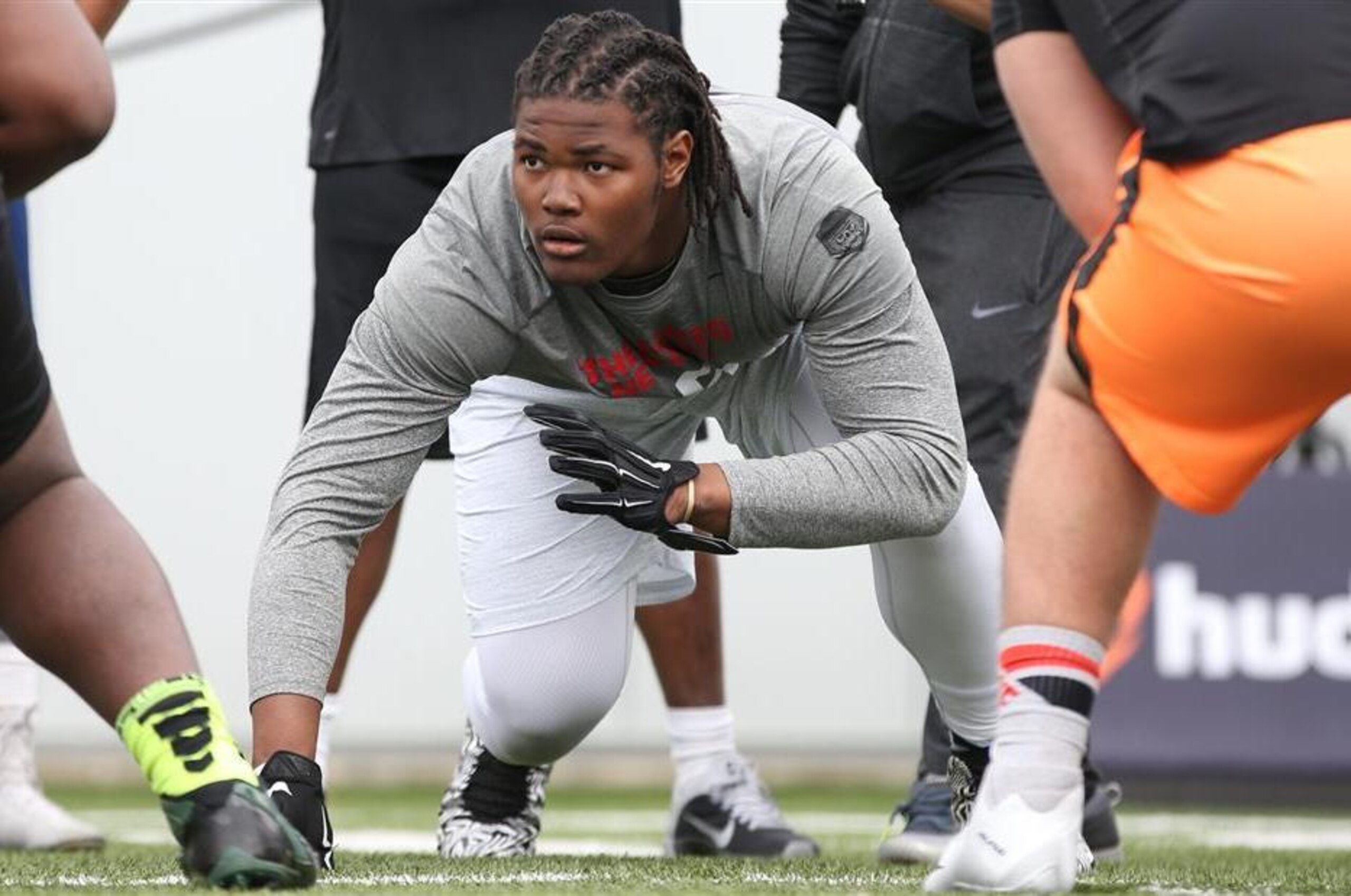 Hansard appears primed to follow Rashan Gary, pictured, as New Jersey's next star defensive lineman.