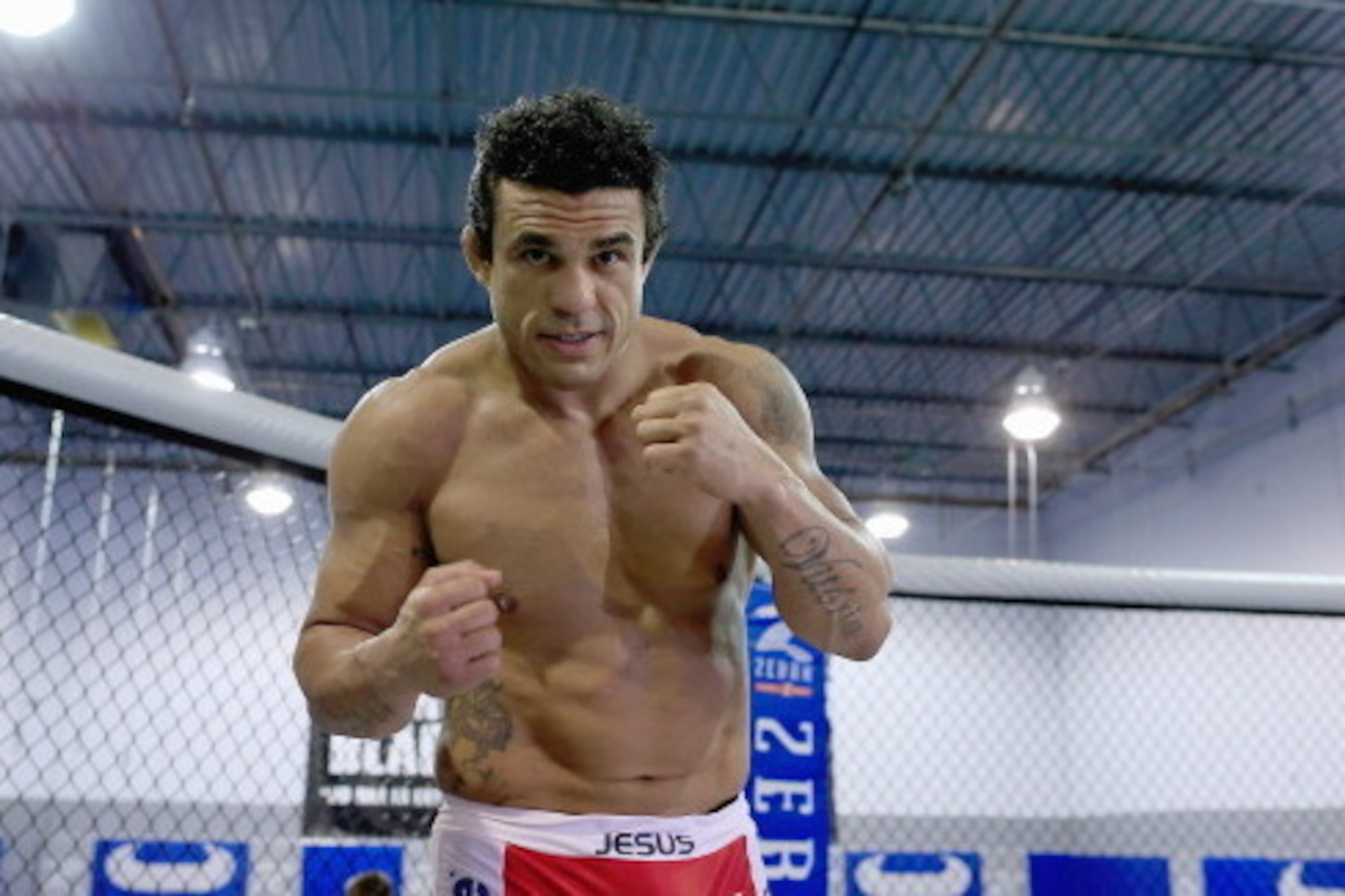 DELRAY BEACH, FL - SEPTEMBER 17:  Vitor Belfort conducts a workout at the Jaco Hybrid Training Center on September 17, 2012 in Delray Beach, Florida. Belfort will fight Jon Jones on September 22, 2012 at UFC 152 in Toronto, Canada.  (Photo by Chris Trotma