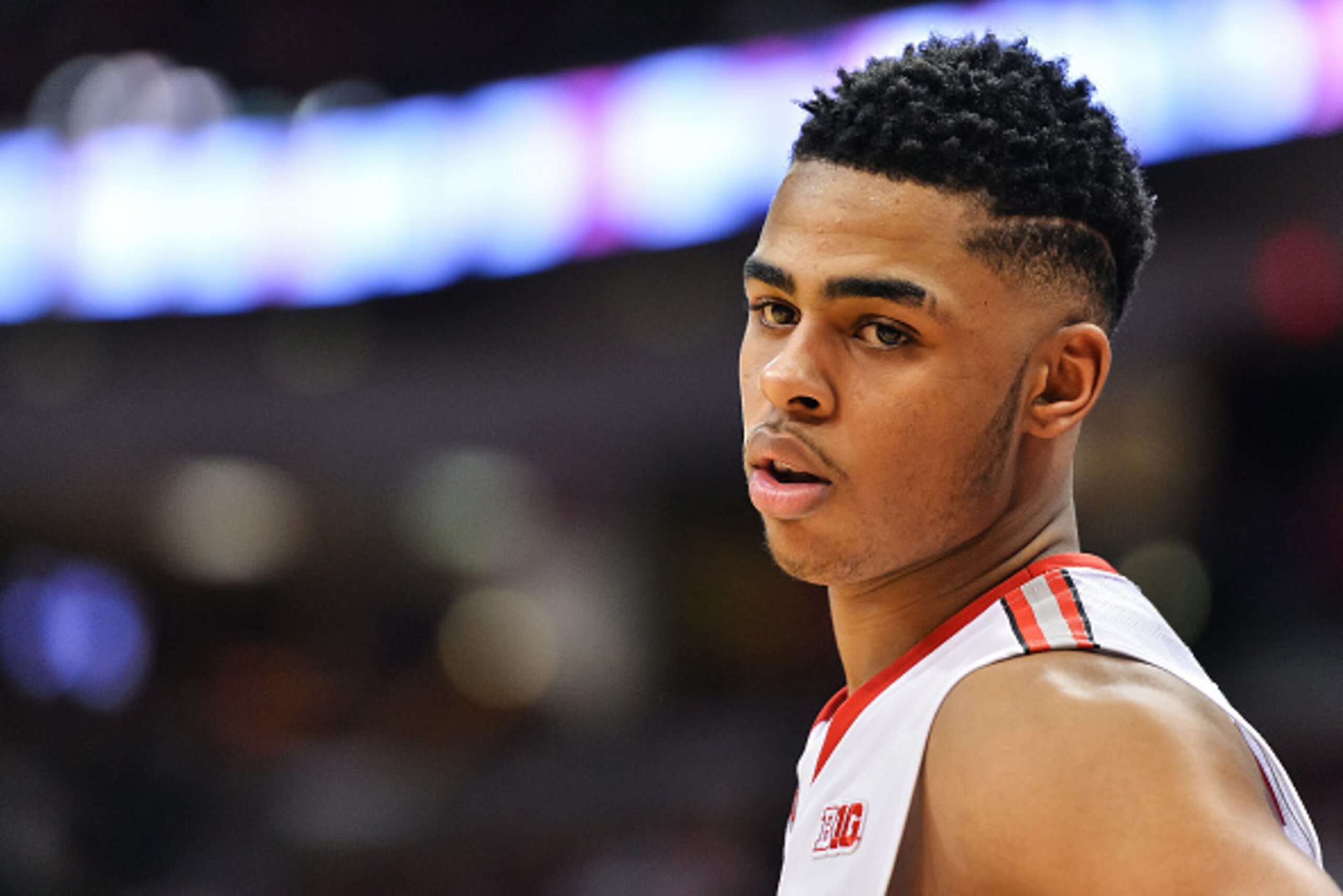 COLUMBUS, OH - JANUARY 29:  DAngelo Russell #0 of the Ohio State Buckeyes in action against the Maryland Terrapins on January 29, 2015 at Value City Arena in Columbus, Ohio.  (Photo by Jamie Sabau/Getty Images)