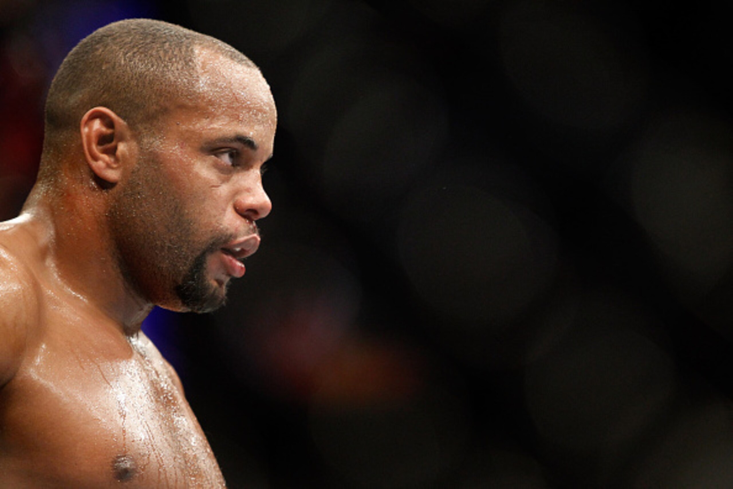 LAS VEGAS, NV - JANUARY 03:  Daniel Cormier waits in a timeout as he takes on light heavyweight champion Jon Jones during the UFC 182 event at the MGM Grand Garden Arena on January 3, 2015 in Las Vegas, Nevada. Jones retained his title by unanimous decisi