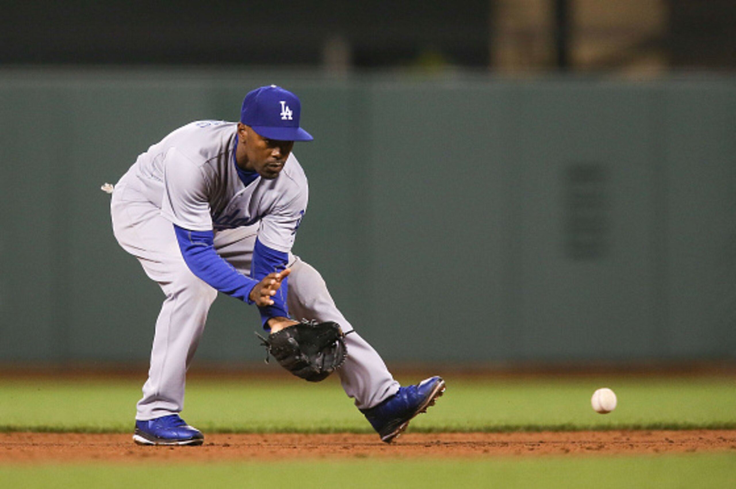 SAN FRANCISCO, CA - MAY 19: Jimmy Rollins #11 of the Los Angeles Dodgers ends the bottom of the sixth inning against the San Francisco Giants at AT&T Park on May 19, 2015 in San Francisco, California.   (Photo by Don Feria/Getty Images)