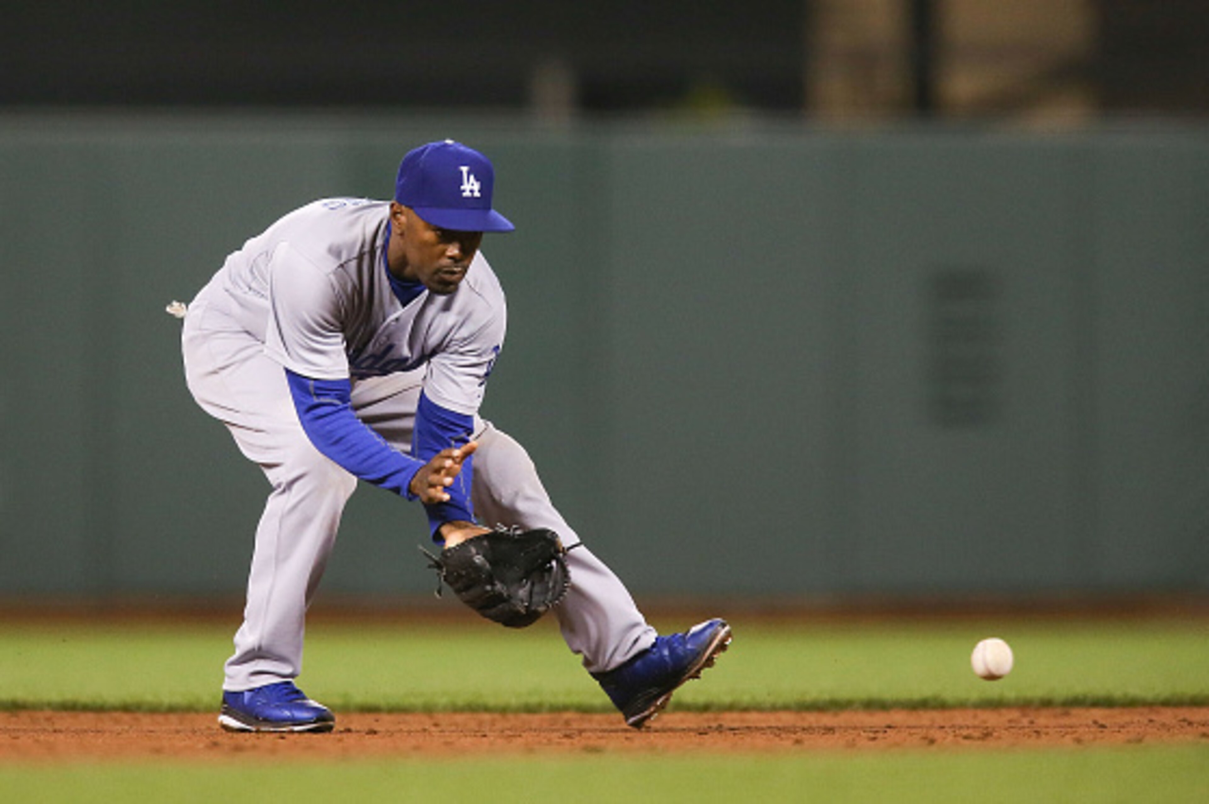 SAN FRANCISCO, CA - MAY 19: Jimmy Rollins #11 of the Los Angeles Dodgers ends the bottom of the sixth inning against the San Francisco Giants at AT&T Park on May 19, 2015 in San Francisco, California.   (Photo by Don Feria/Getty Images)