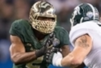 Jan 1, 2015; Arlington, TX, USA; Baylor Bears defensive end Shawn Oakman (2) during the game against the Michigan State Spartans in the 2015 Cotton Bowl Classic at AT&T Stadium. The Spartans defeated the Bears 42-41. Mandatory Credit: Jerome Miron-USA TOD
