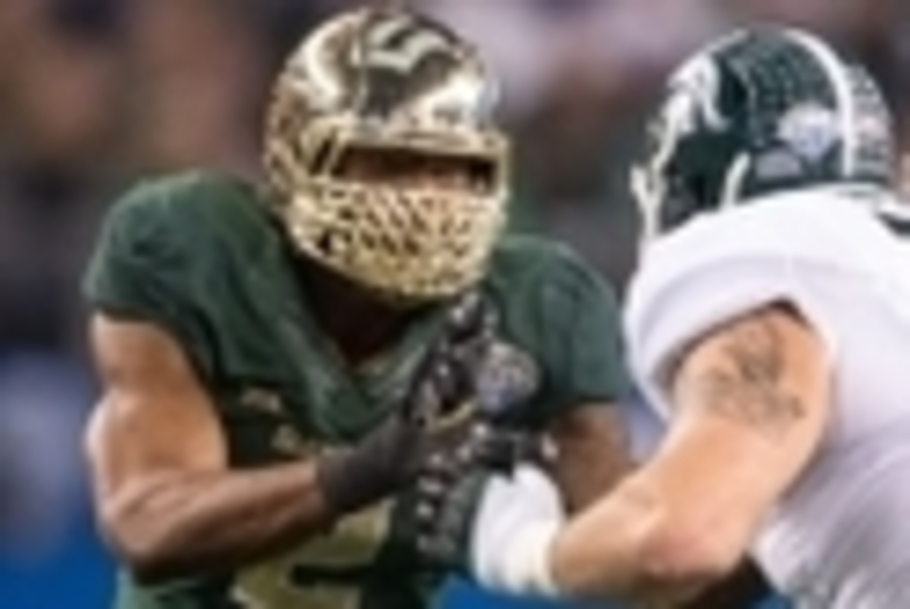 Jan 1, 2015; Arlington, TX, USA; Baylor Bears defensive end Shawn Oakman (2) during the game against the Michigan State Spartans in the 2015 Cotton Bowl Classic at AT&T Stadium. The Spartans defeated the Bears 42-41. Mandatory Credit: Jerome Miron-USA TOD