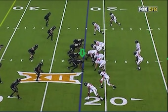 Shawn Oakman's pre-snap alignment against jet sweep