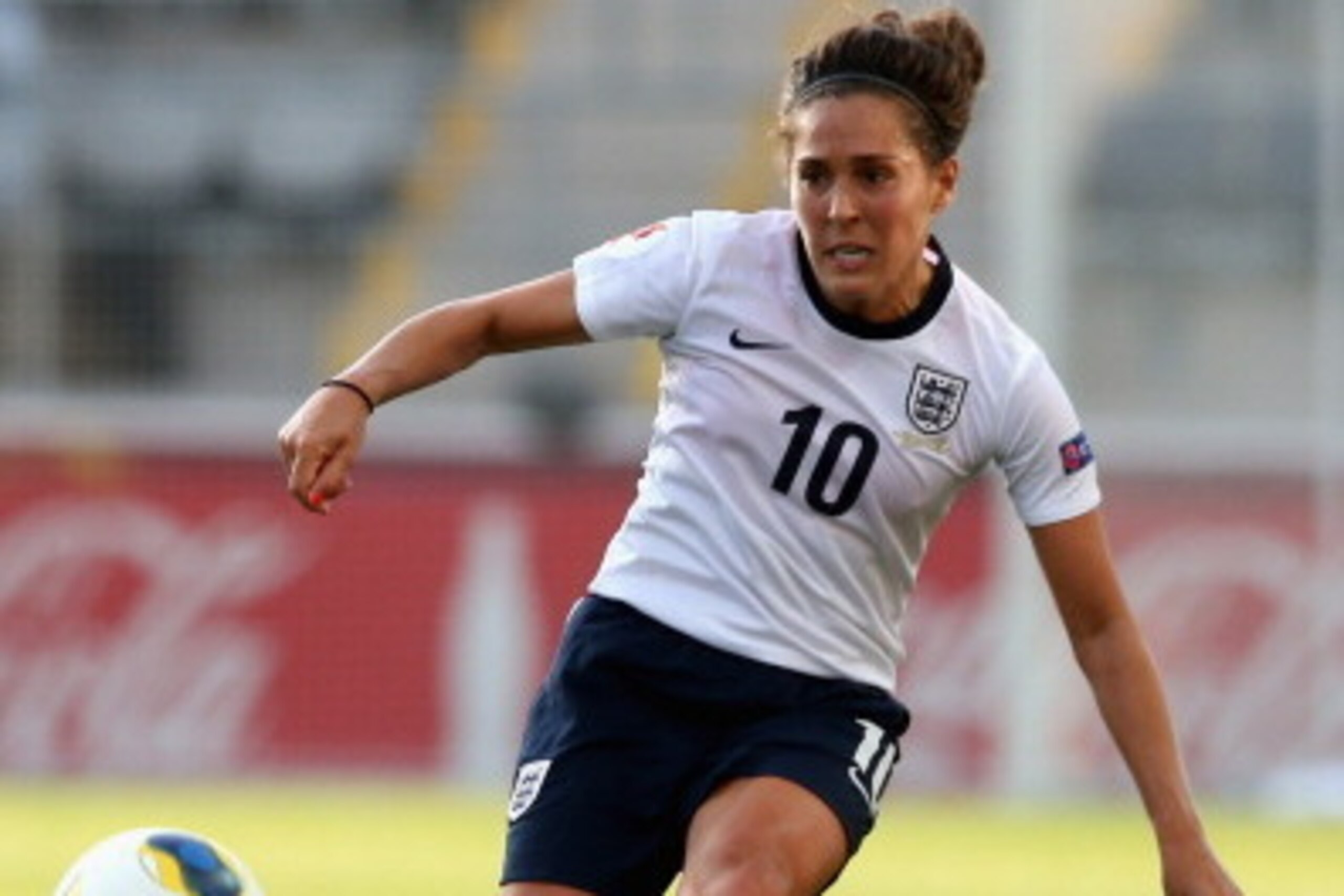 LINKOPING, SWEDEN - JULY 15: Fara Williams of England runs with the ball during the UEFA Women's EURO 2013 Group C match between England and Russia at Linkoping Arena on July 15, 2013 in Linkoping, Sweden.  (Photo by Christof Koepsel/Getty Images)