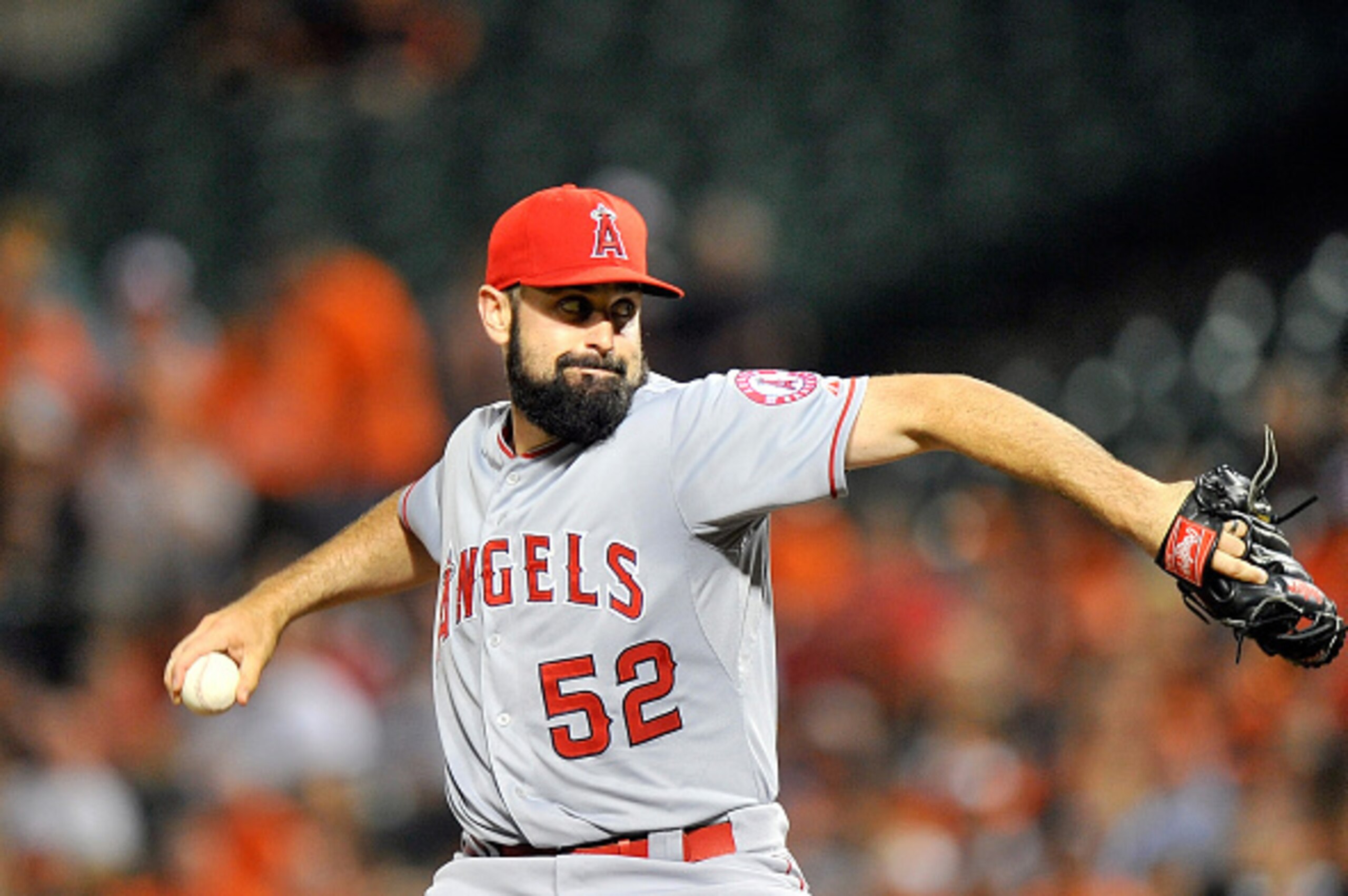 BALTIMORE, MD - MAY 16:  Matt Shoemaker #52 of the Los Angeles Angels pitches in the second inning against the Baltimore Orioles at Oriole Park at Camden Yards on May 16, 2015 in Baltimore, Maryland.  (Photo by Greg Fiume/Getty Images)